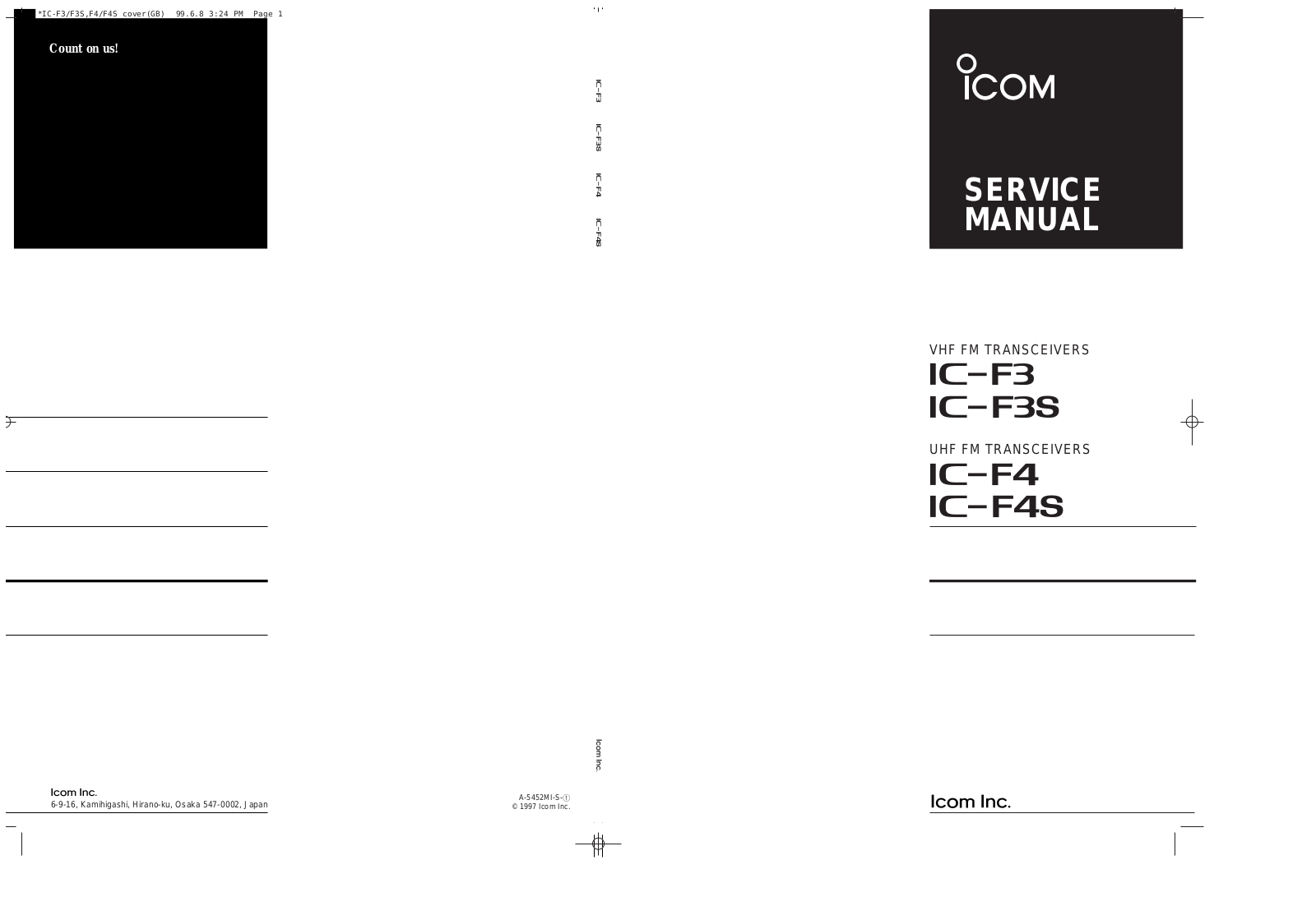 Icom IC-F4S, IC-F4, IC-F3S, IC-F3 Service Manual