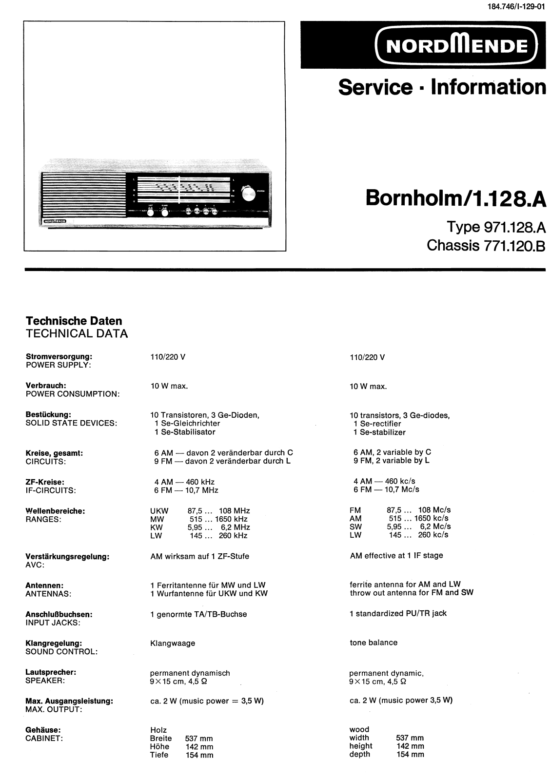 Nordmende Bornholm-1.128.A Schematic