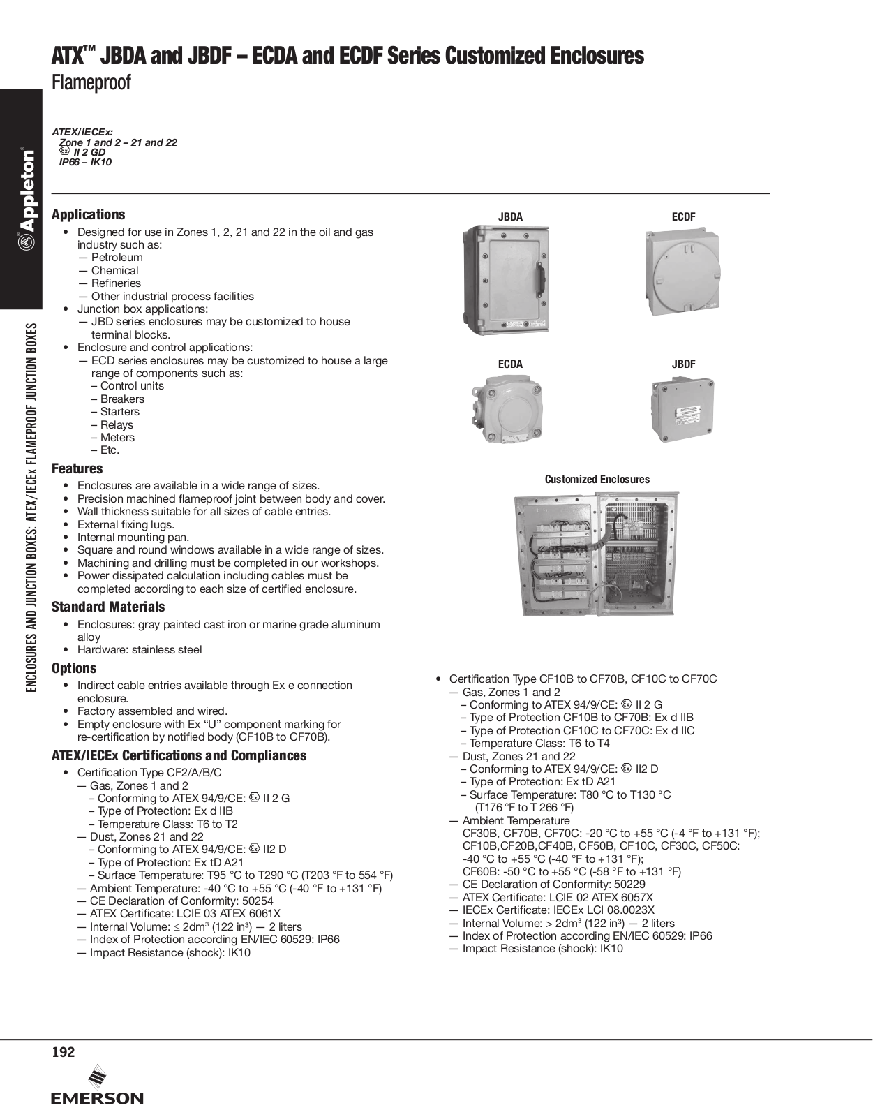 Appleton ATX™ JBDA and JBDF – ECDA and ECDF Series Customized Enclosures Catalog Page