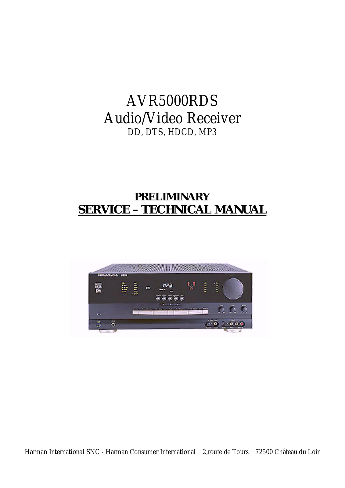 Harman Kardon AVR-5000-RDS Service manual