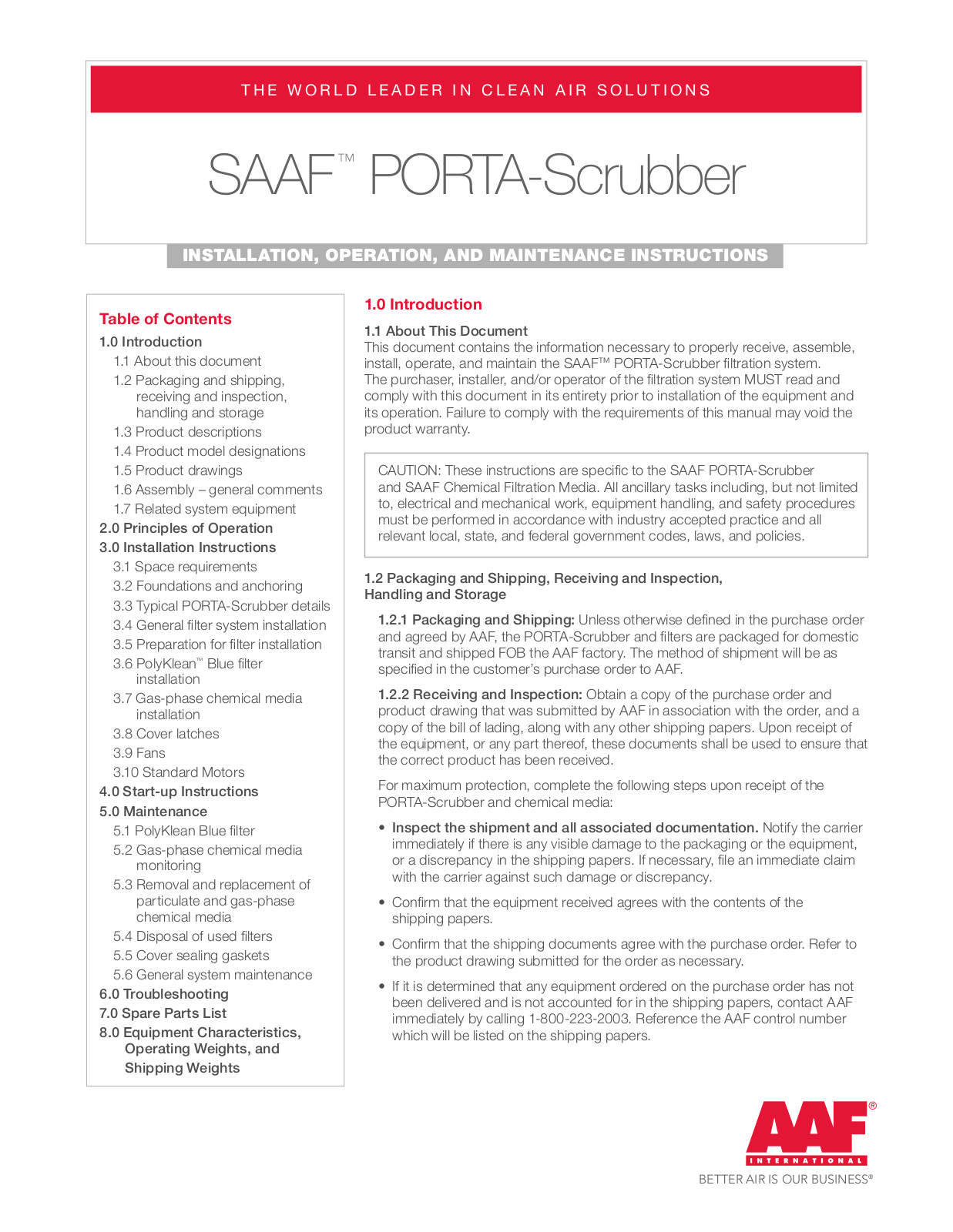 AAF International PORTA Scrubber User Manual