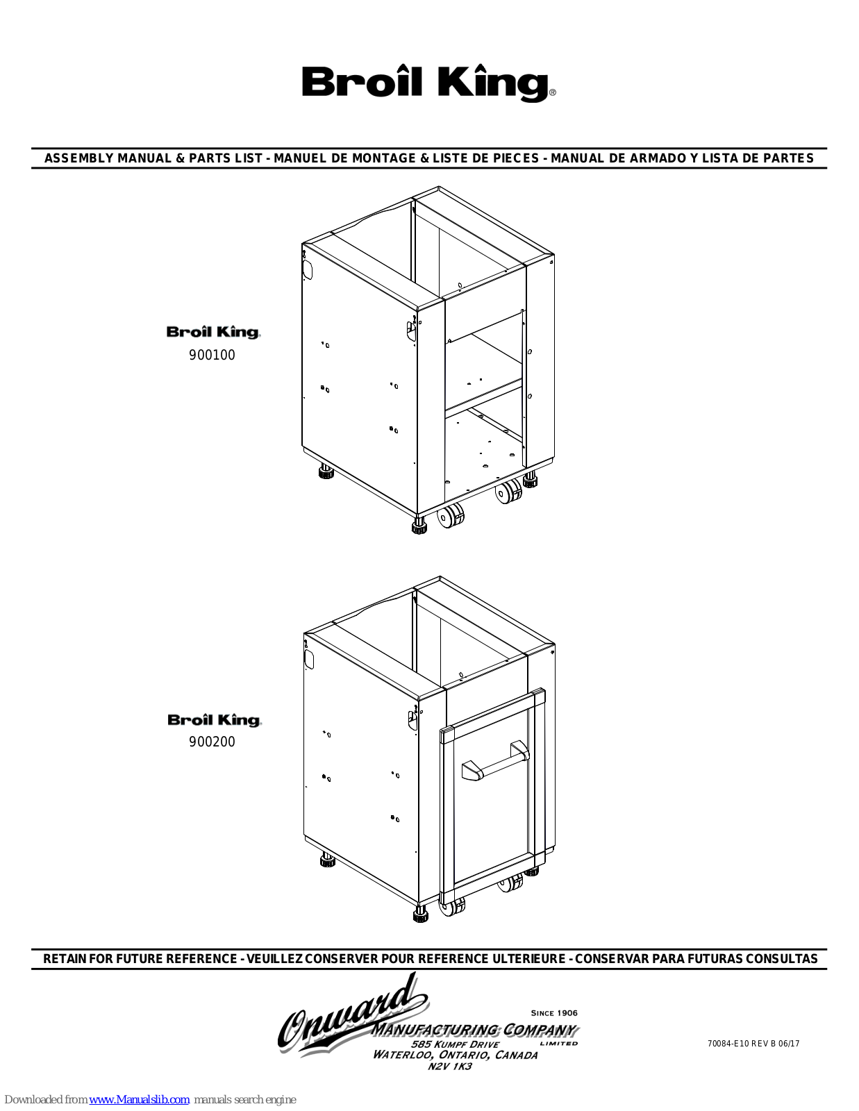 Broil King 900100, 900200 Assembly Manual & Parts List