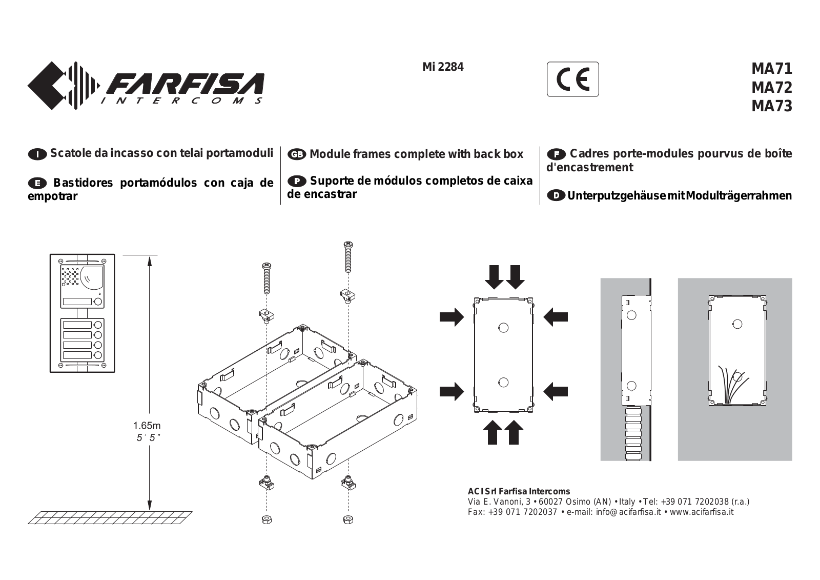 Farfisa MA71 User Manual