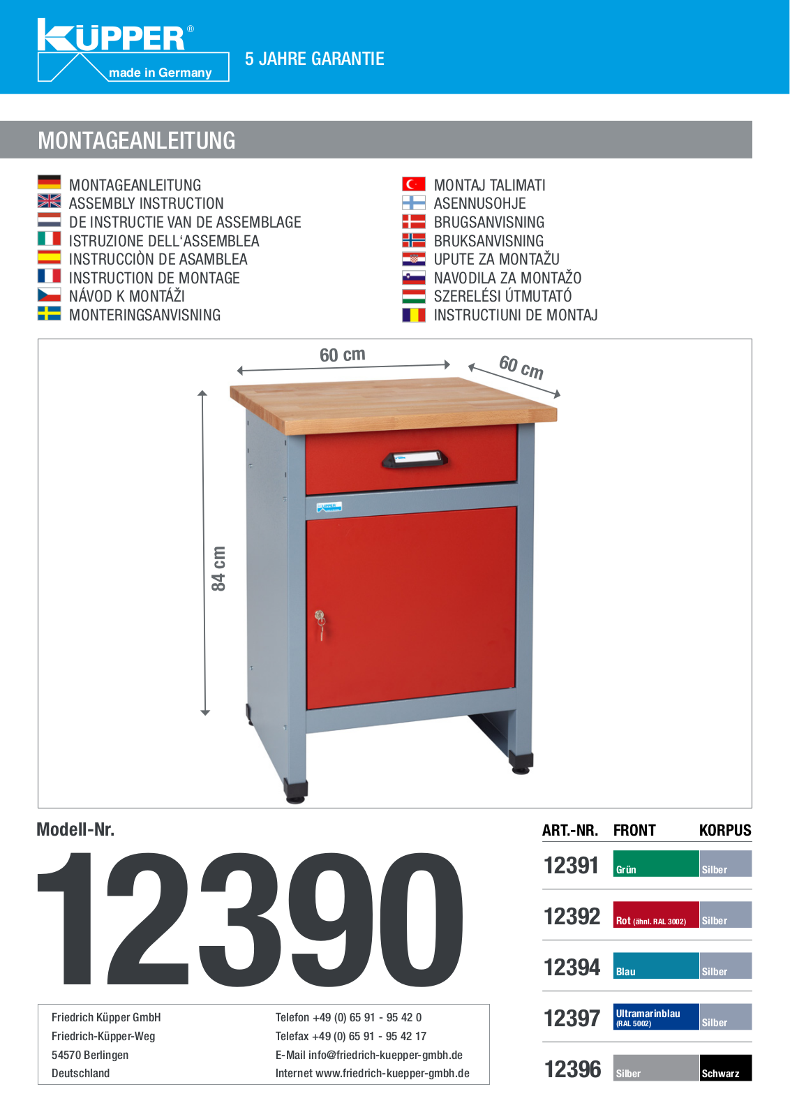 Küpper 12391, 12397, 12392, 12394, 12396 User guide