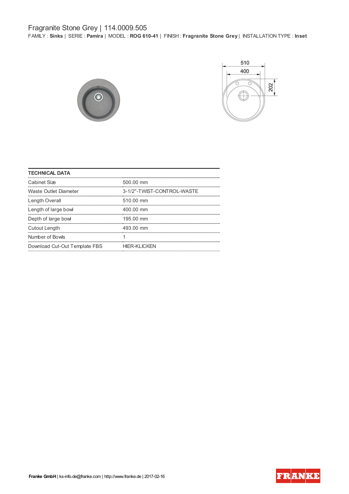 Franke 114.0009.505 Service Manual