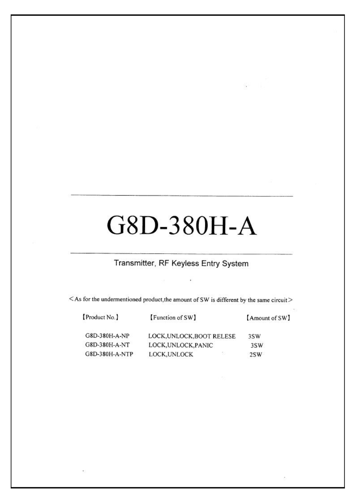 NIDEC MOBILITY G8D-380H-A User Manual