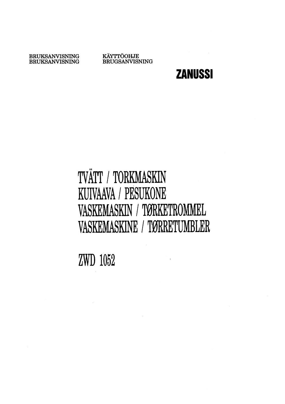 Zanussi ZWD1052TURBO User Manual