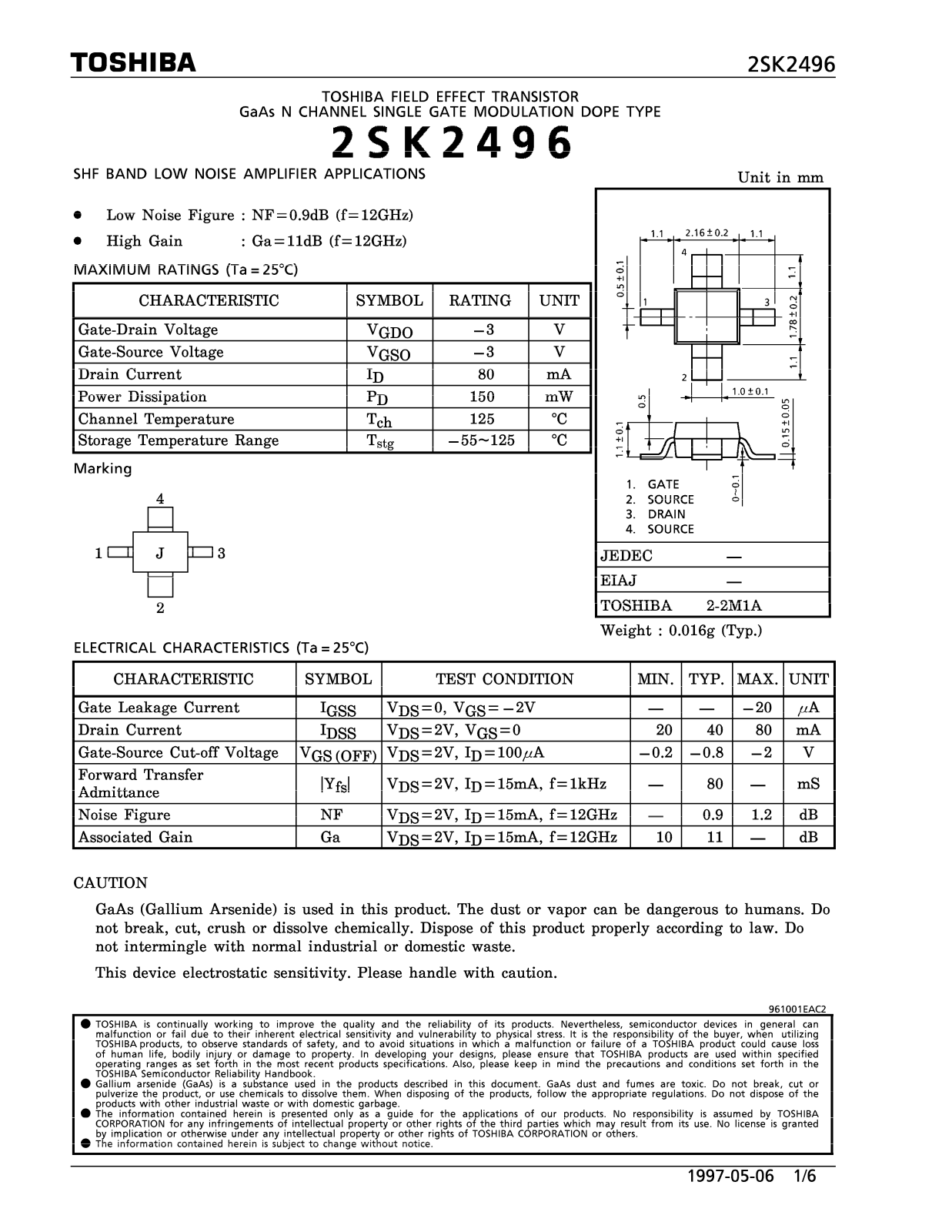 Toshiba 2SK2496 Datasheet