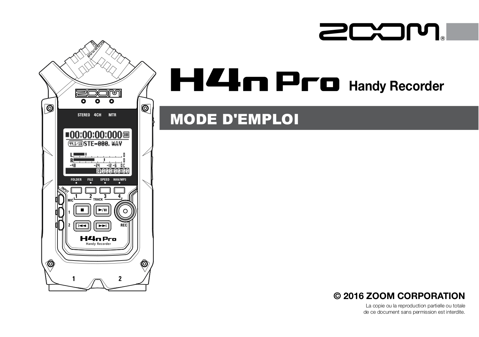 ZOOM H4n Pro Instruction Manual