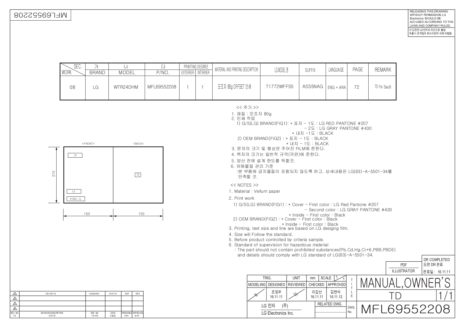 LG WTR24DHM Owner’s Manual