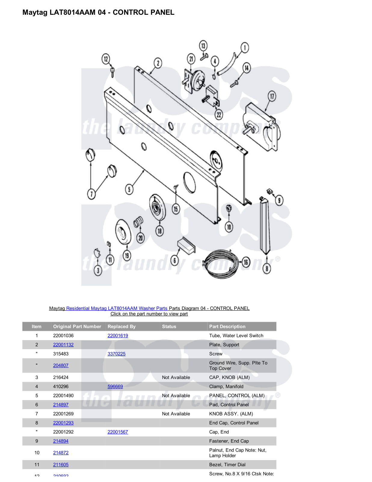 Maytag LAT8014AAM Parts Diagram