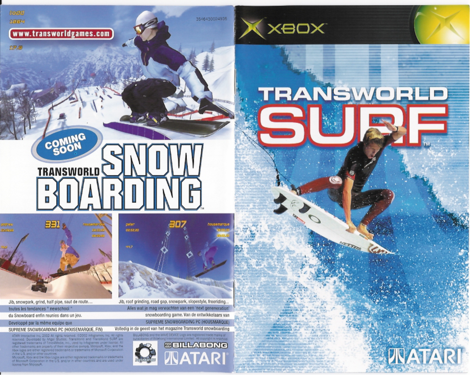 GAMES MICROSOFT XBOX TRANSWORLD SURF User Manual