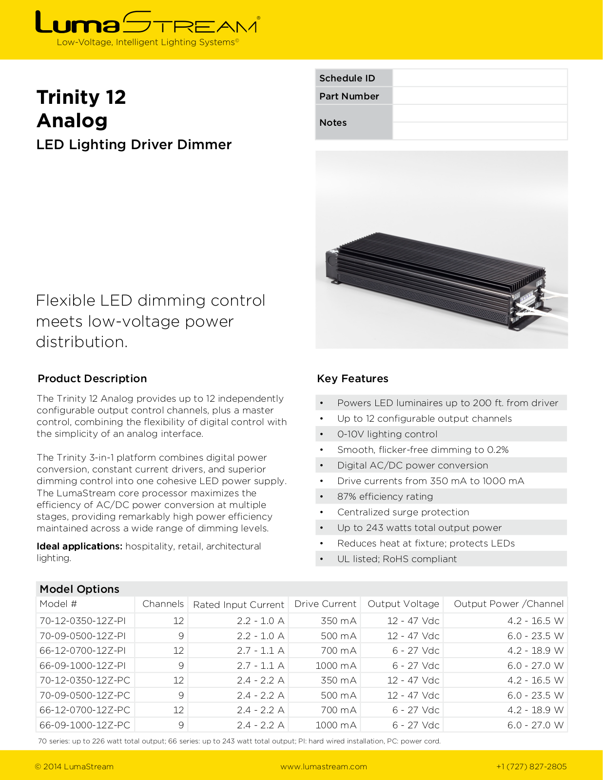 LumaStream Trinity 12 Analog User Manual