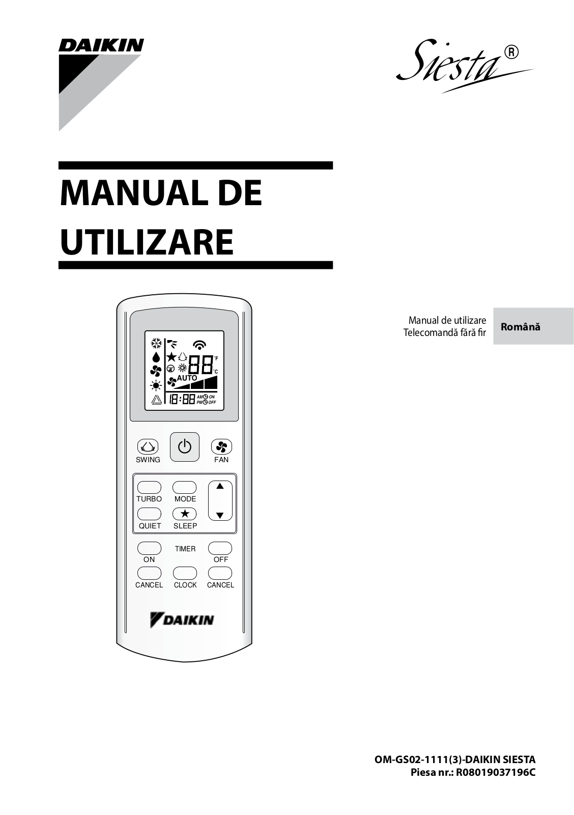 Daikin BRC52A61 Operation manuals