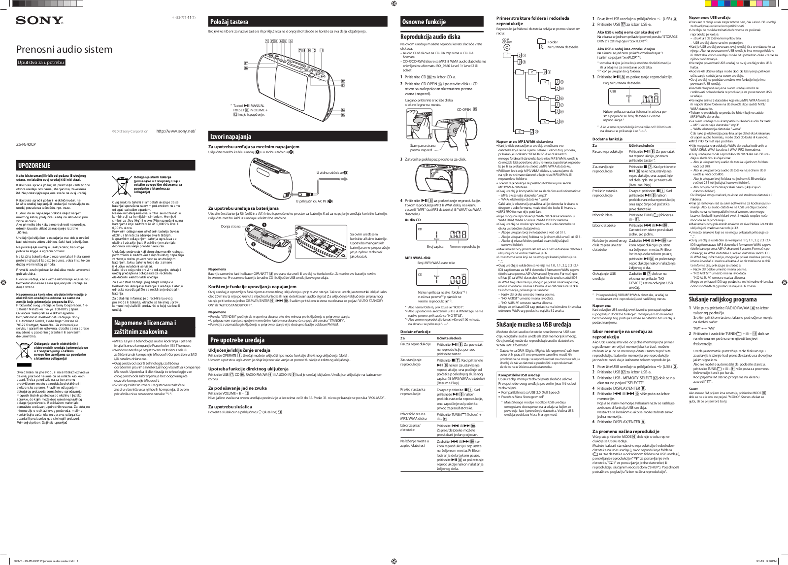 Sony ZS-PE40CP User Manual