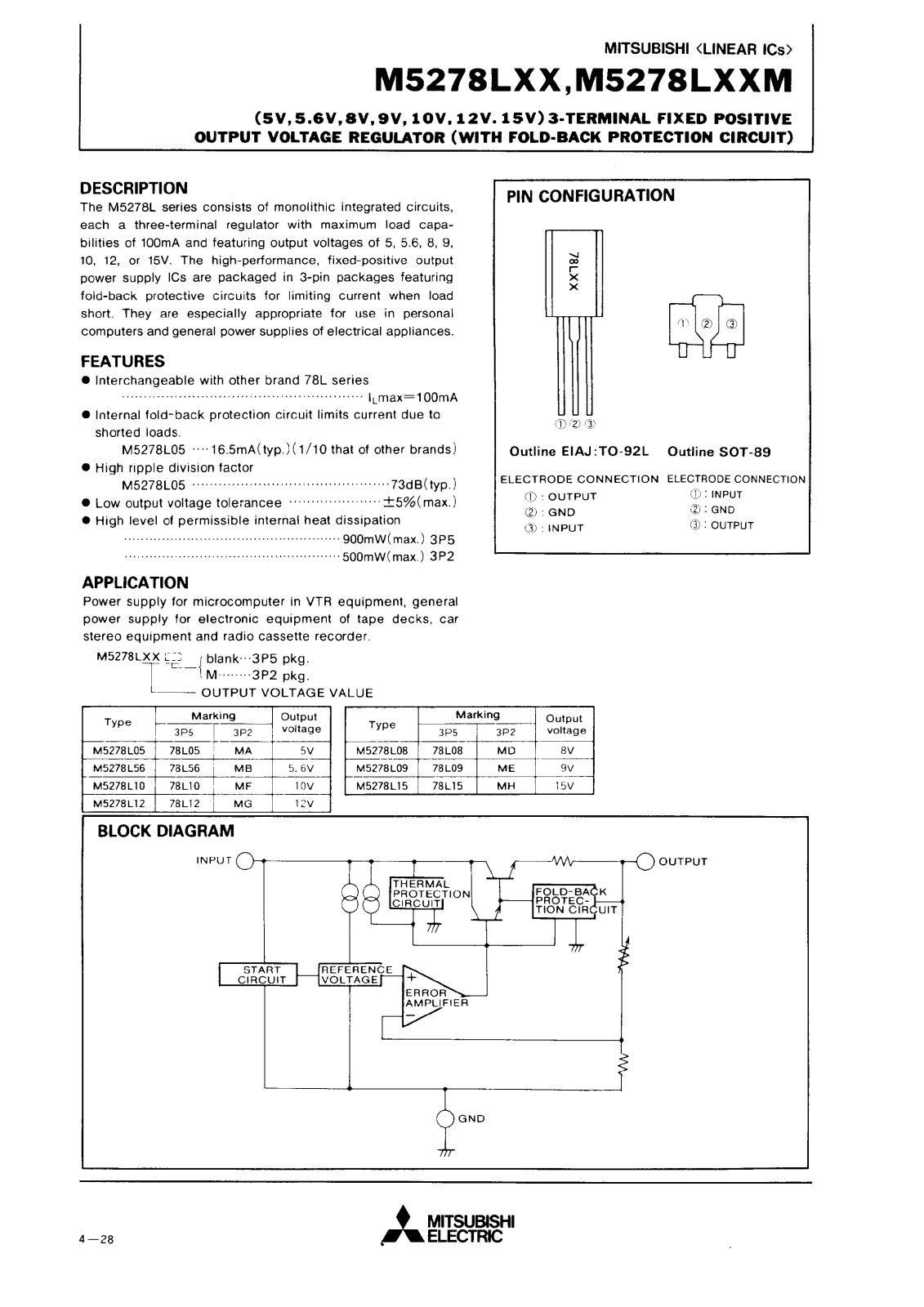 Mitsubishi M5278L12, M5278L10, M5278L09, M5278L08, M5278L05 Datasheet