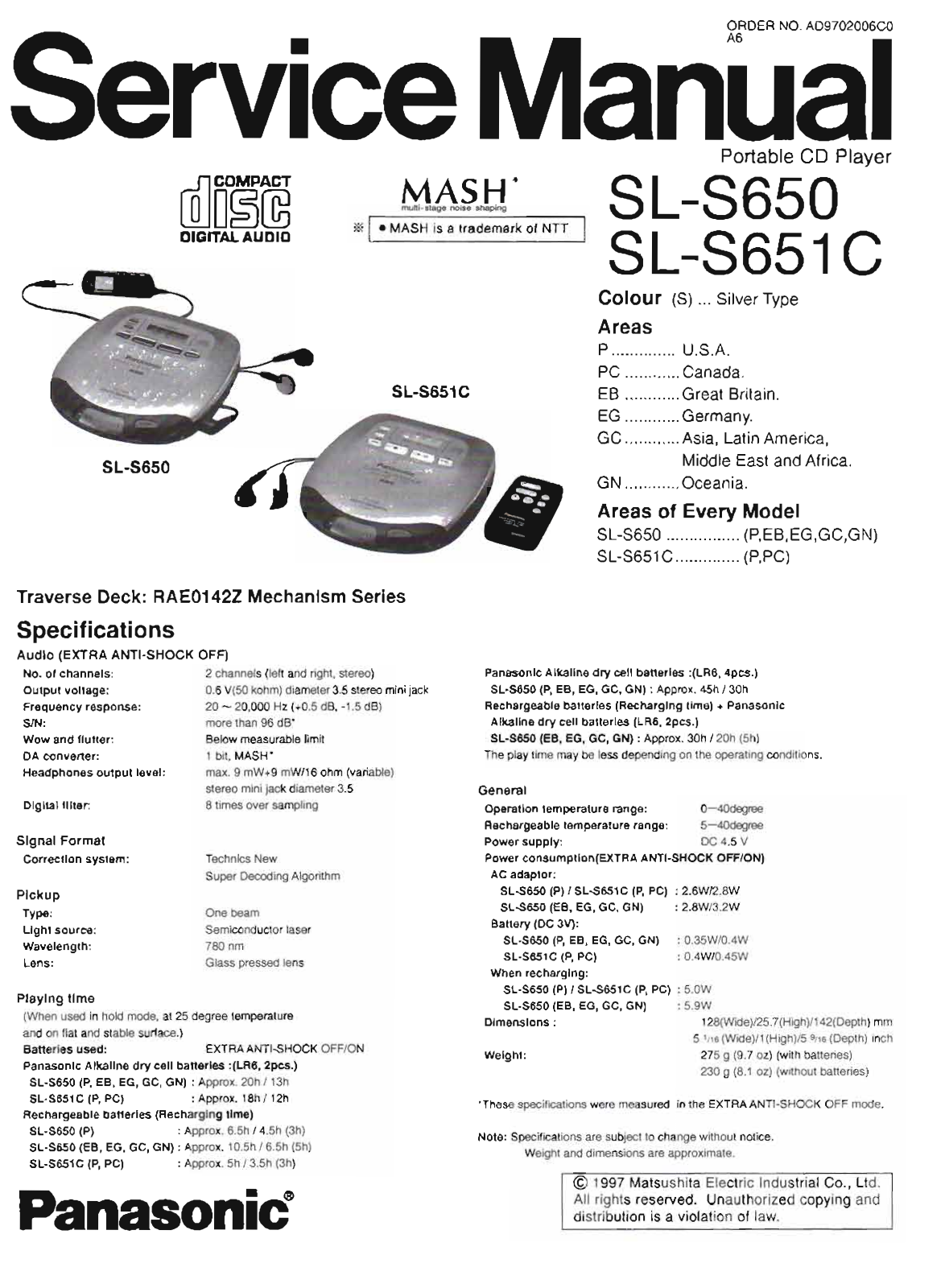 Technics SL-S-650 Service Manual