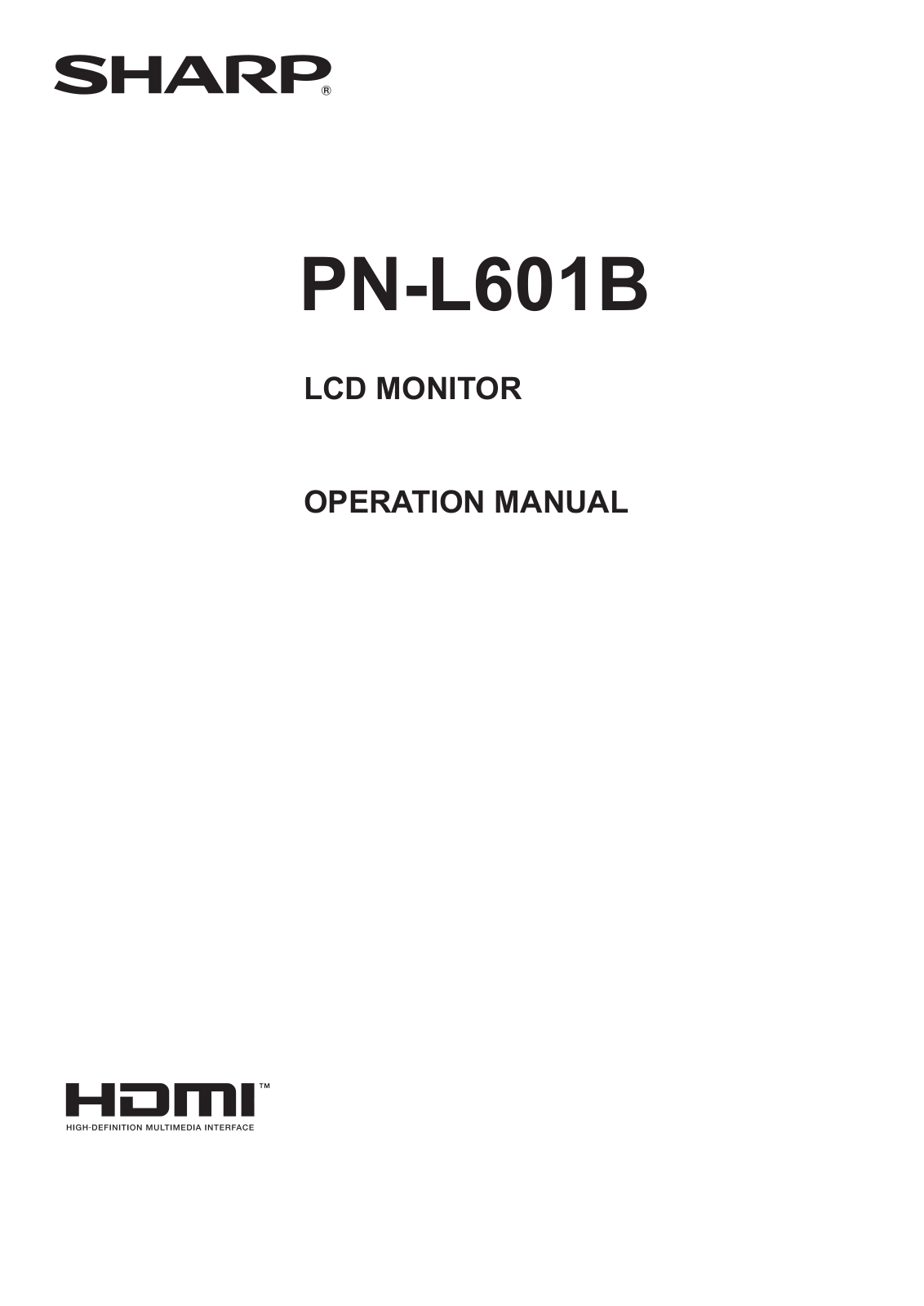 Sharp PN-L601B User Guide