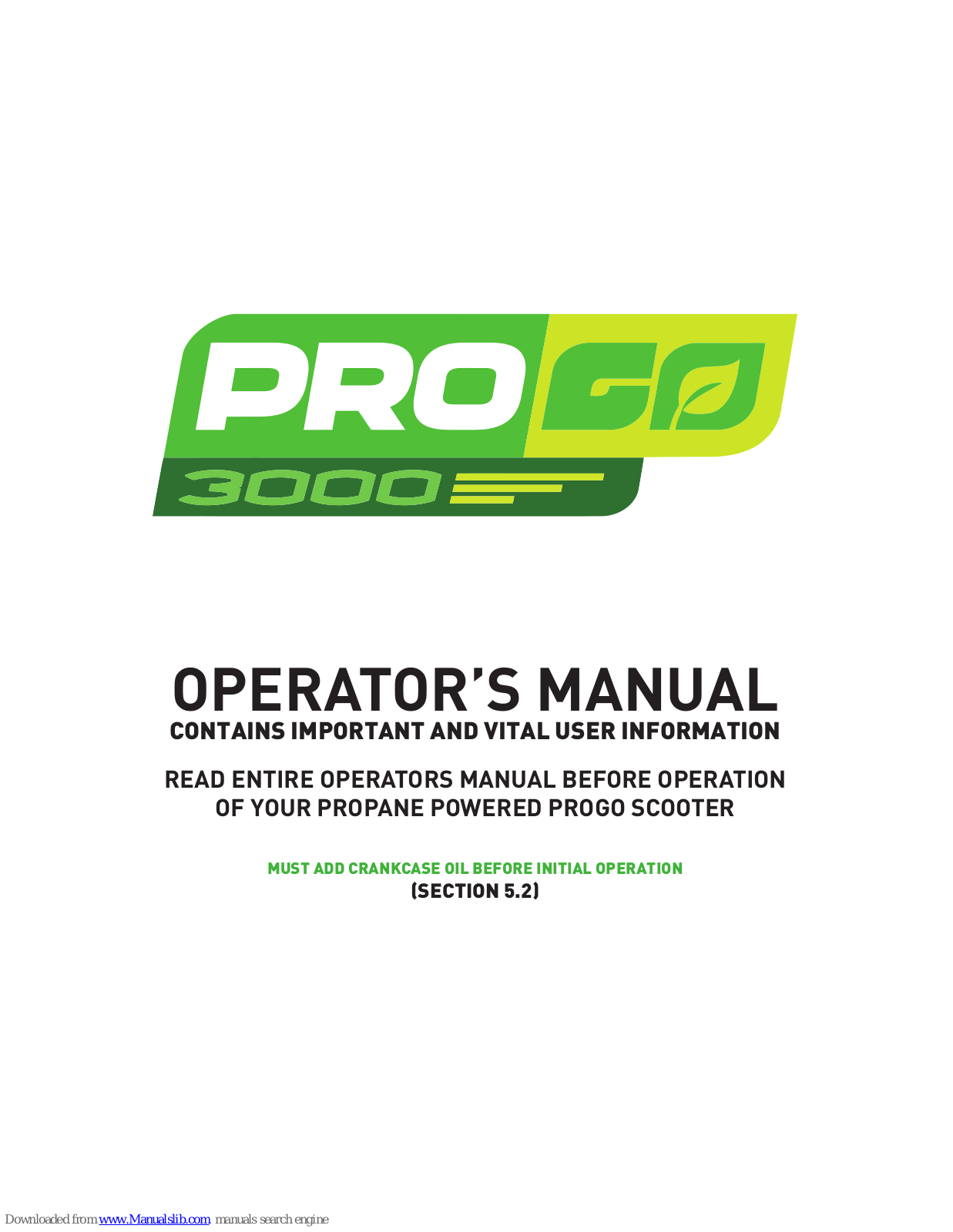 ProGo 3000 Operator's Manual - ManualMachine.com