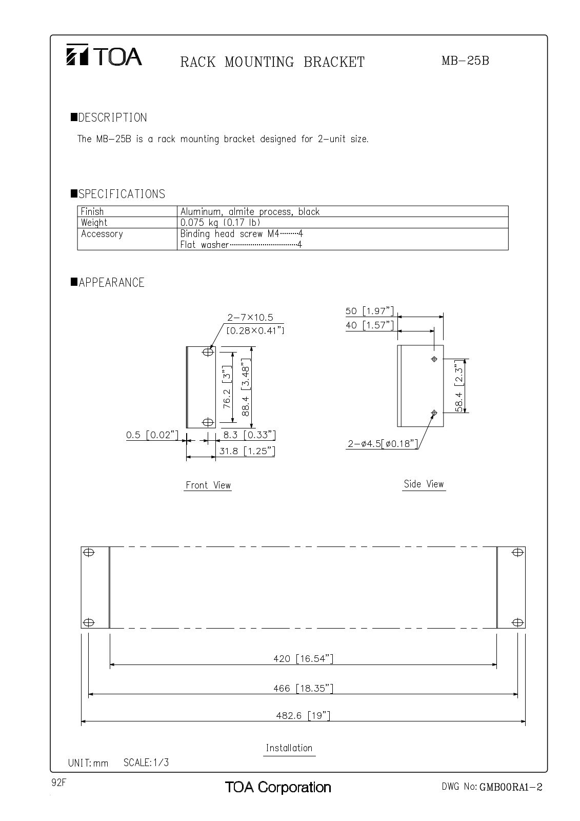 TOA MB-25B User Manual