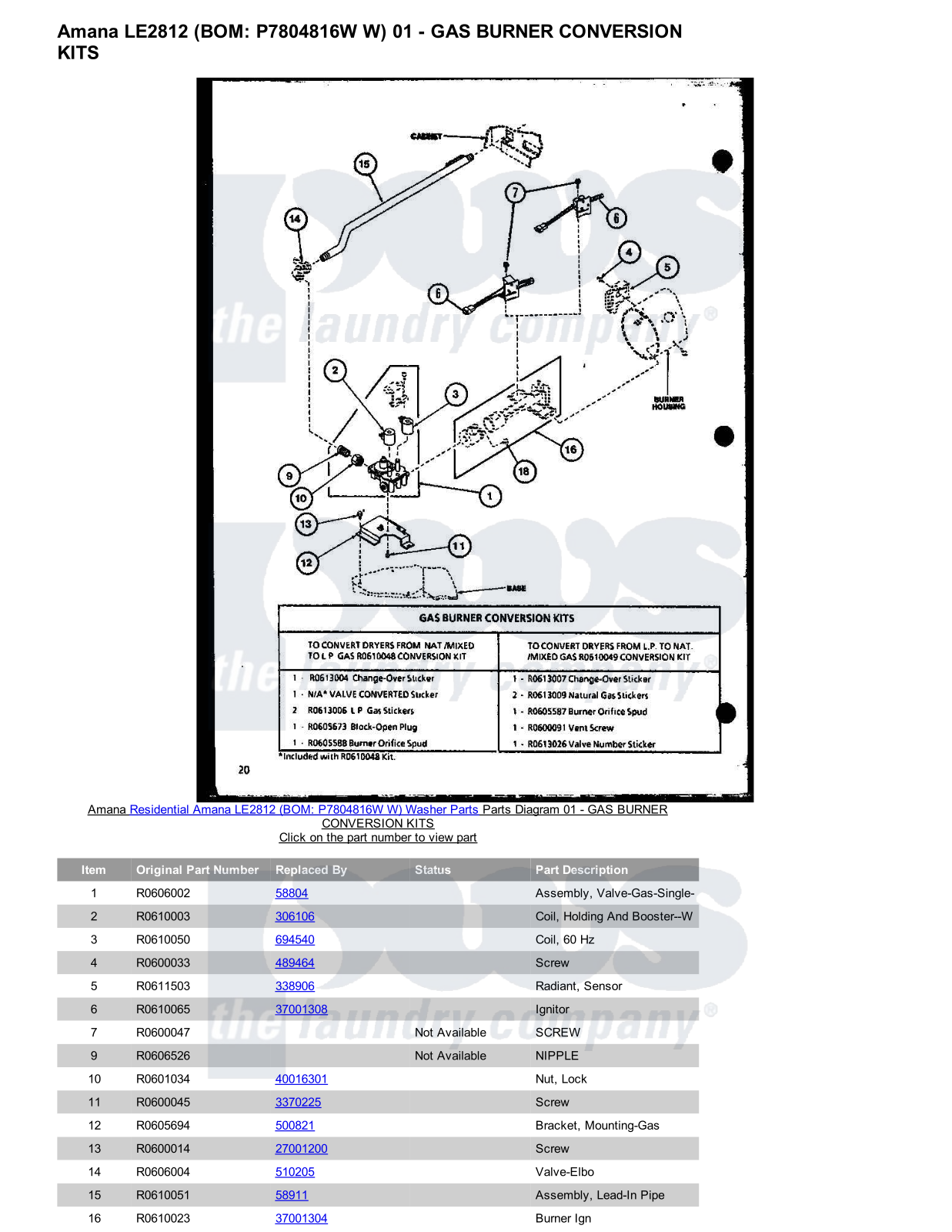 Amana LE2812 Parts Diagram