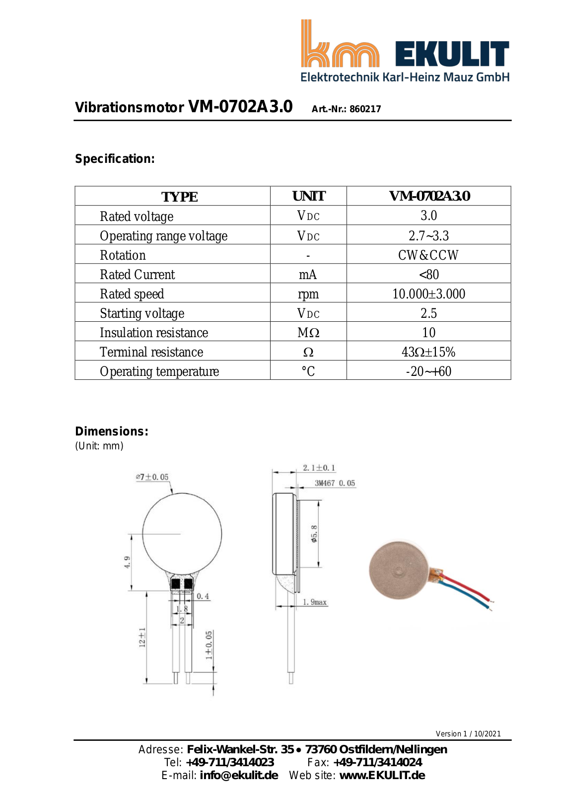 EKULIT EKU VM-0702A3.0 Datasheet - ManualMachine.com