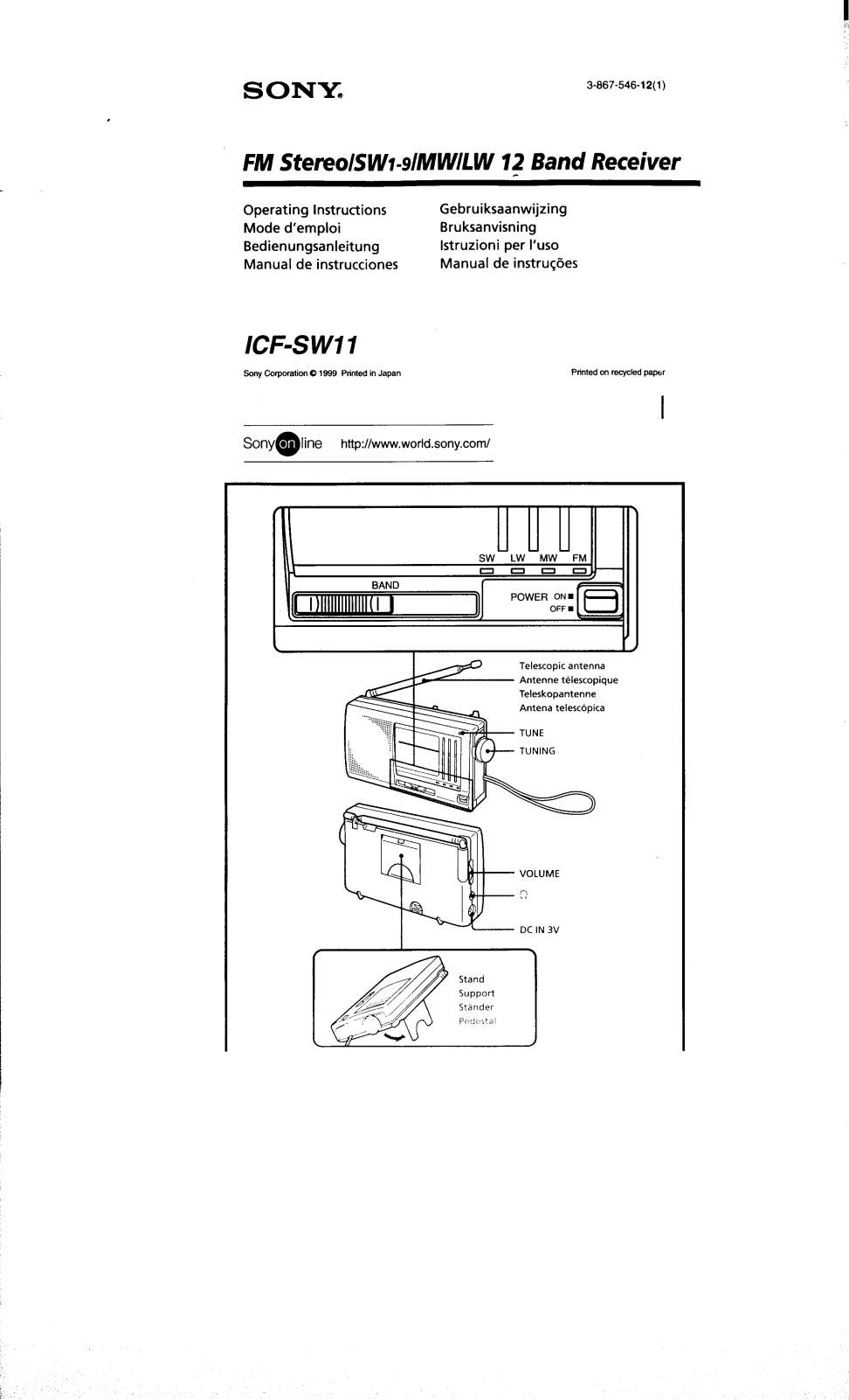 Sony ICFSW-11 Owners manual