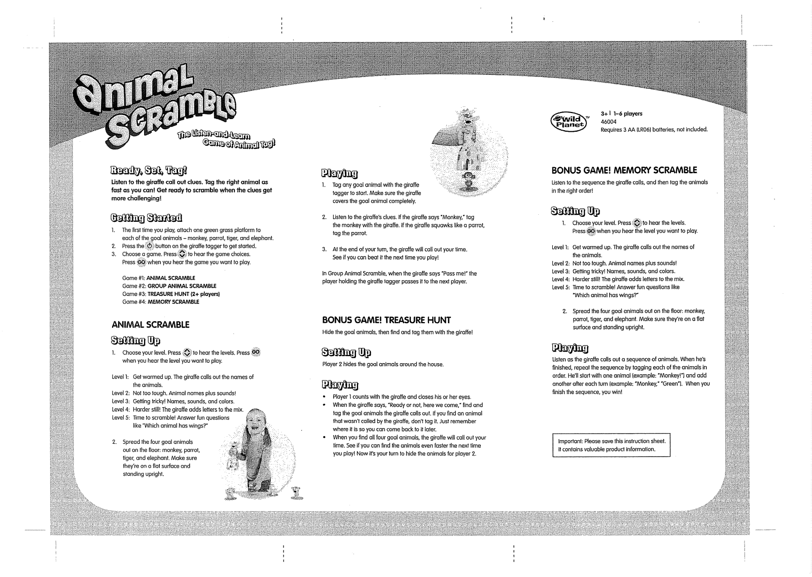 Wild Planet Entertainment ANIMALSCRAMBLE User Manual