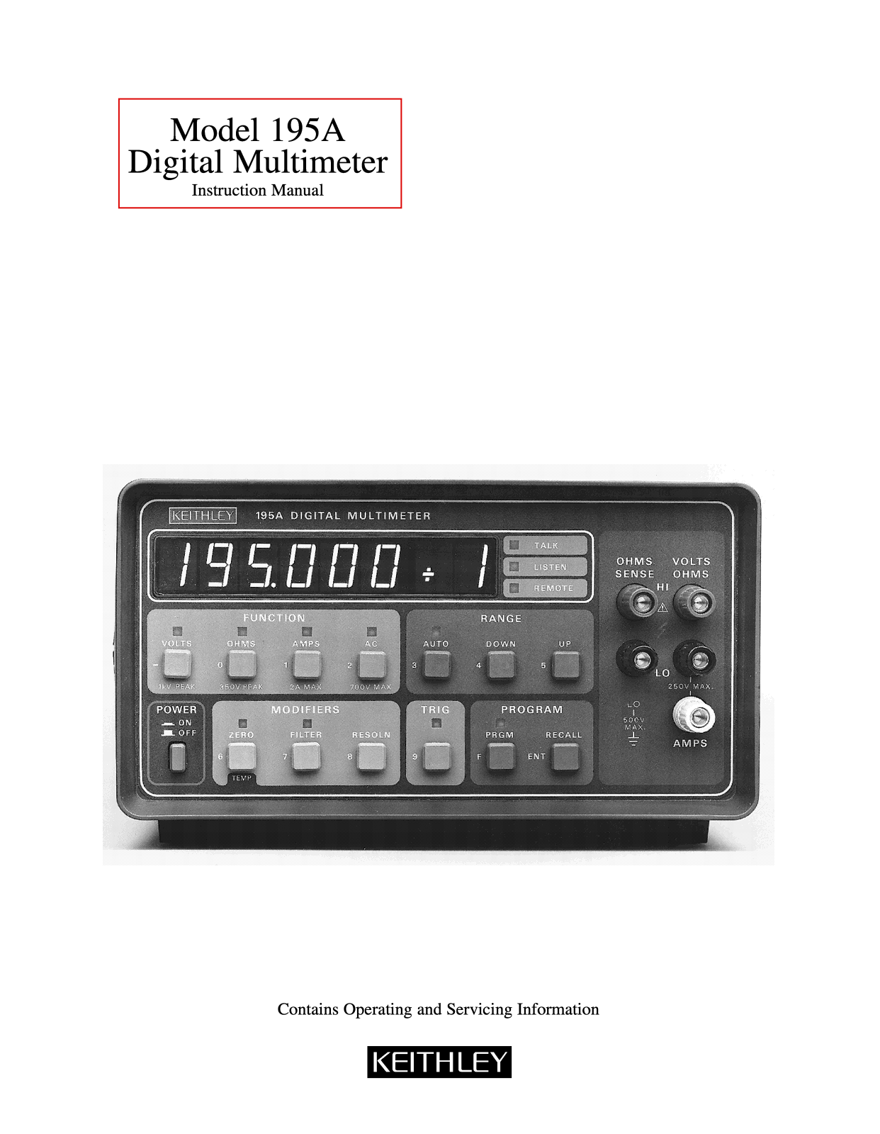 Keithley 195A Service manual