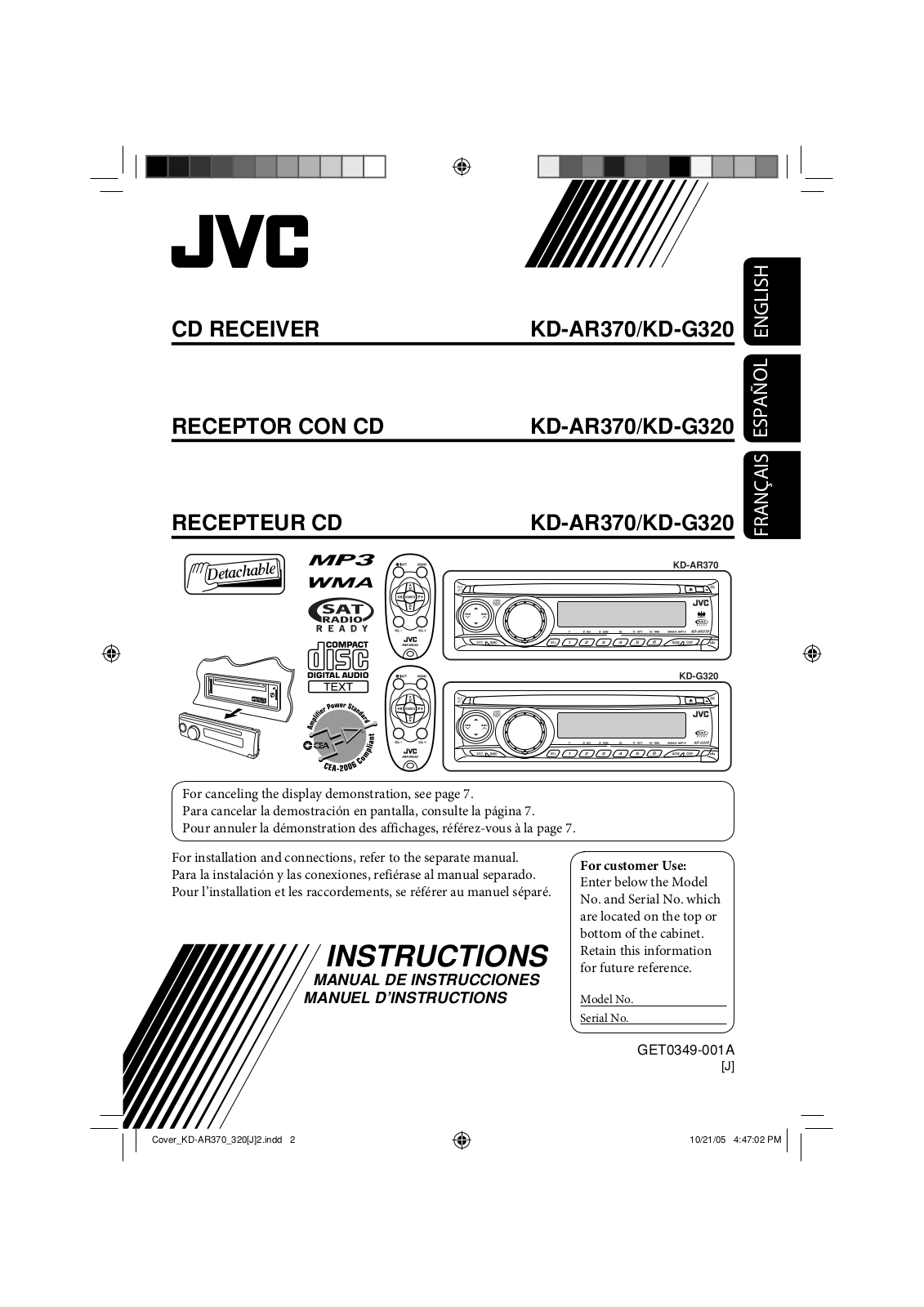 JVC KD-AR370 User Manual