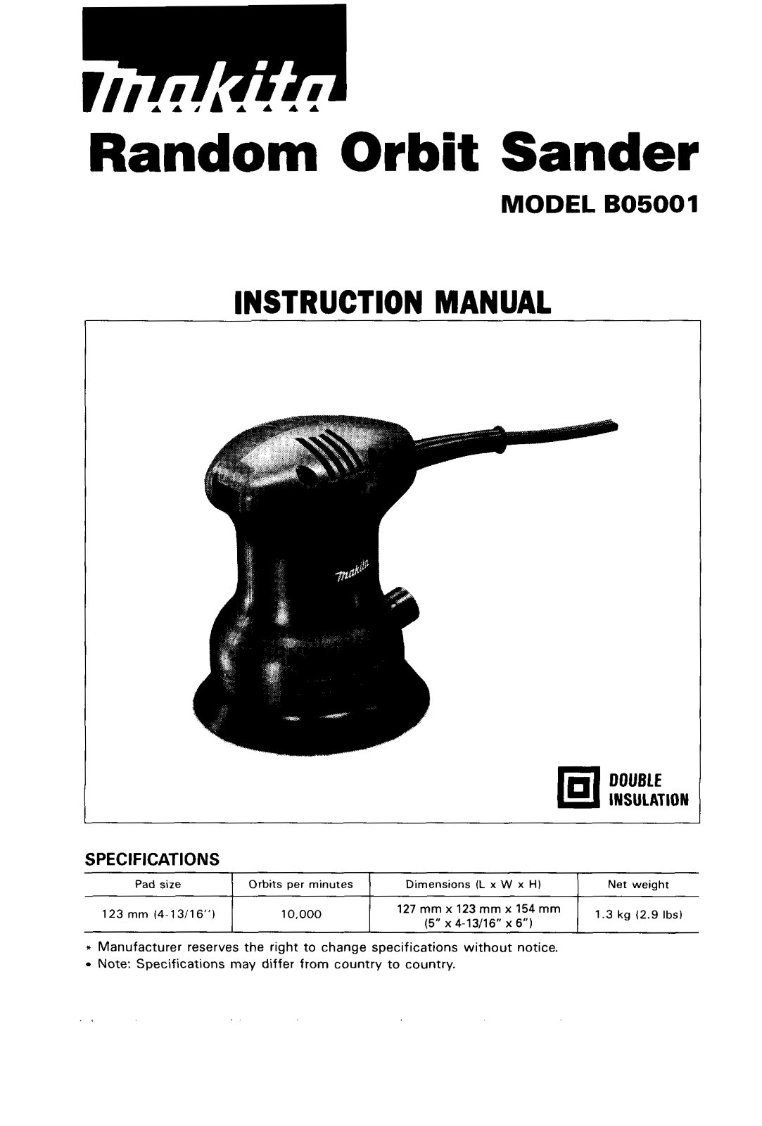 Makita B05001 User guide