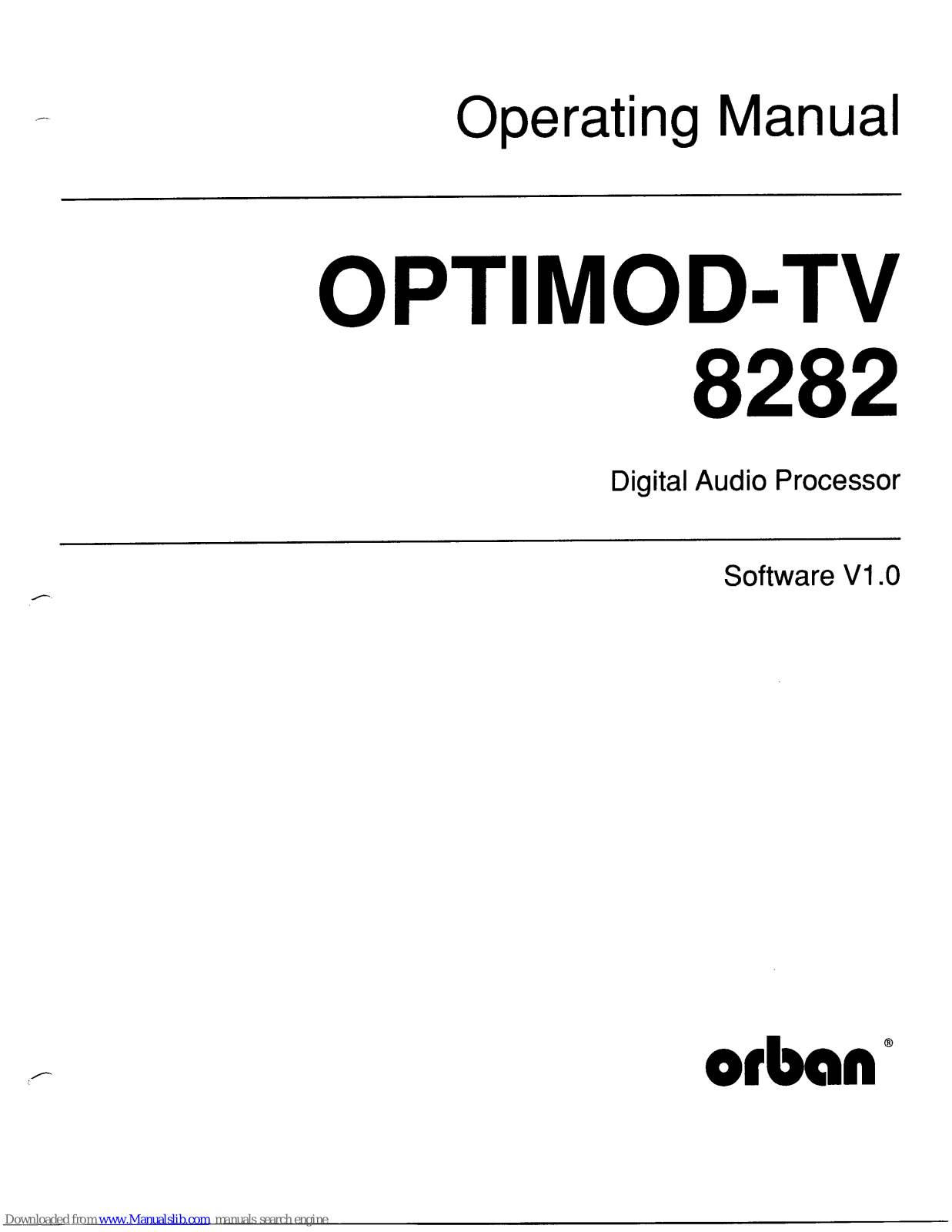 Orban Optimod-TV 8282 Operating Manual