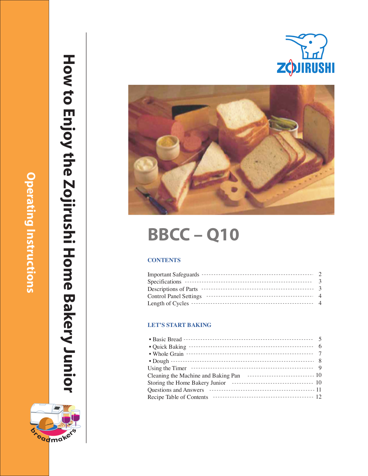 Zojirushi BBCC-Q10 Owner's Manual