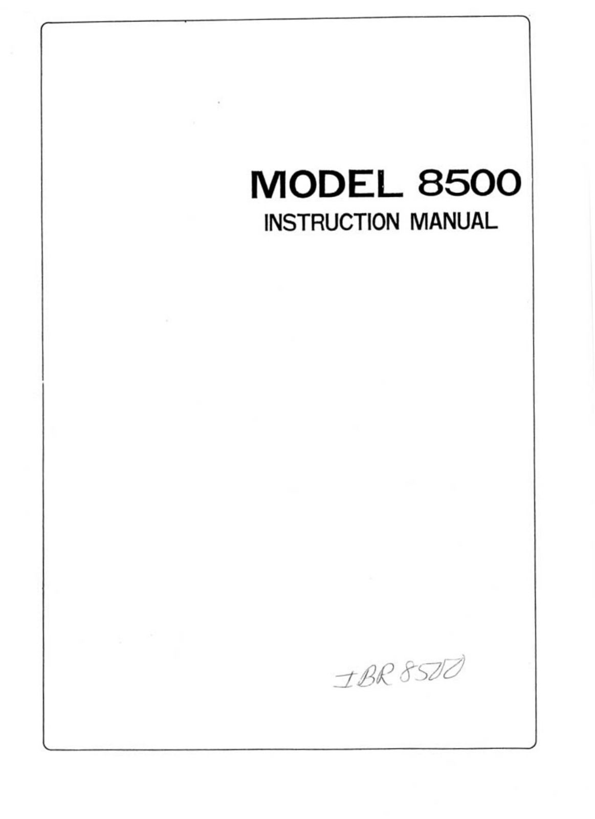 RICCAR 8500 Instruction Manual