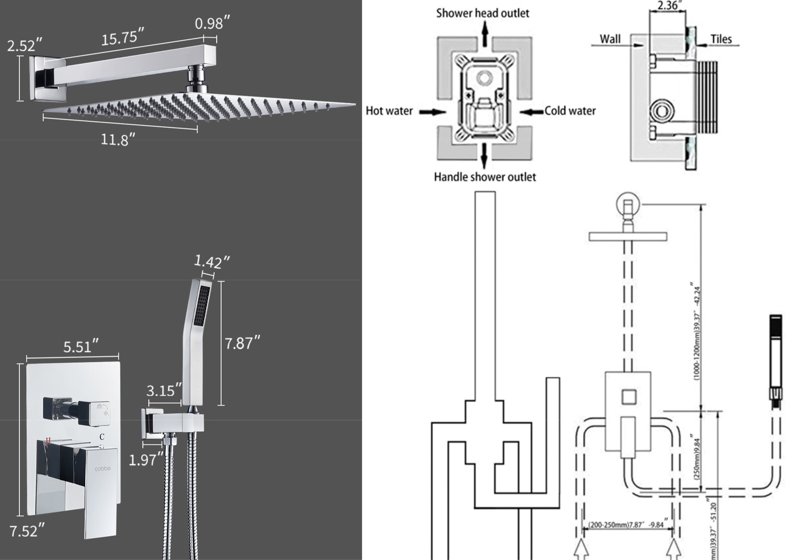 Cobbe ODGA1003 Dimensions - ManualMachine.com