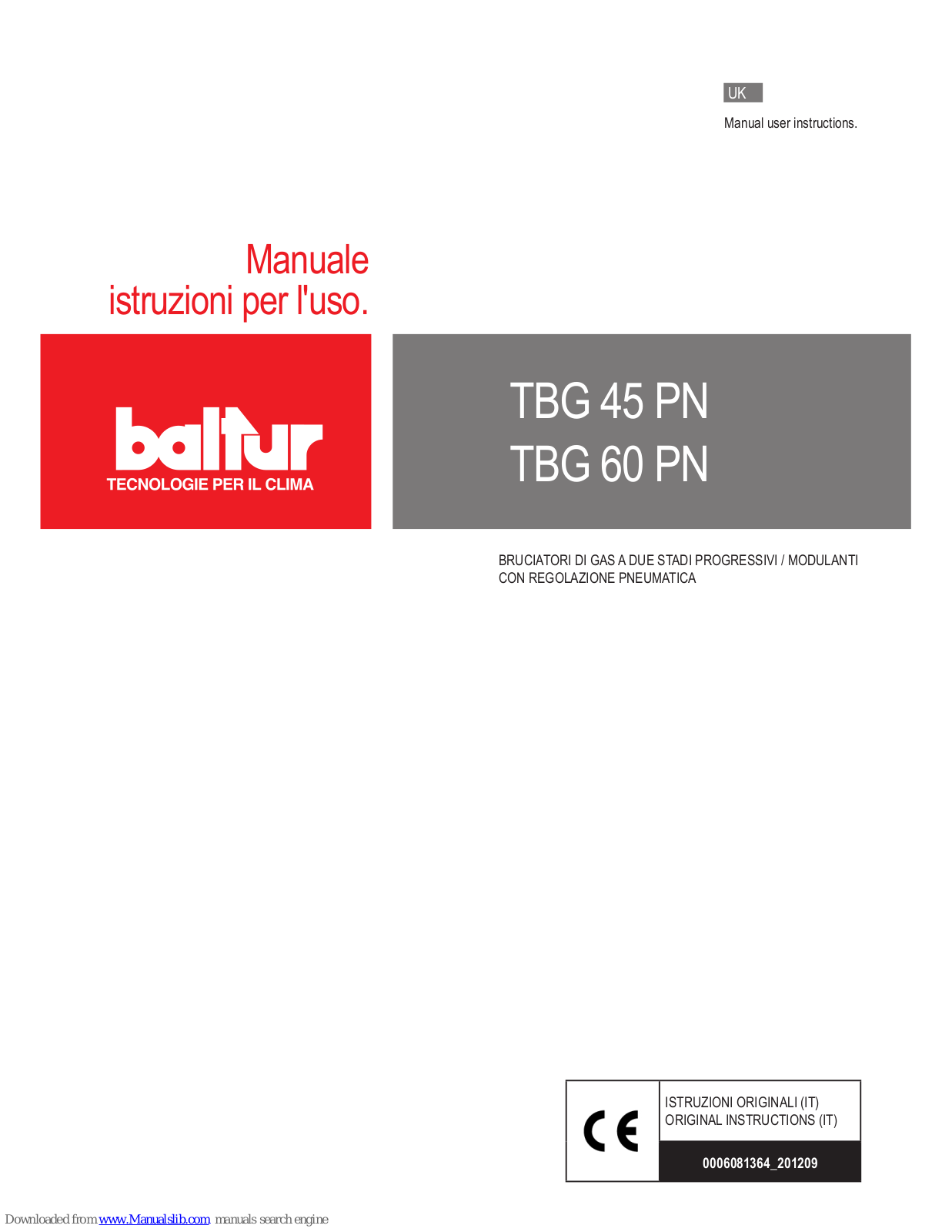 baltur TBG 45 PN, TBG 60 PN Manual User Instructions