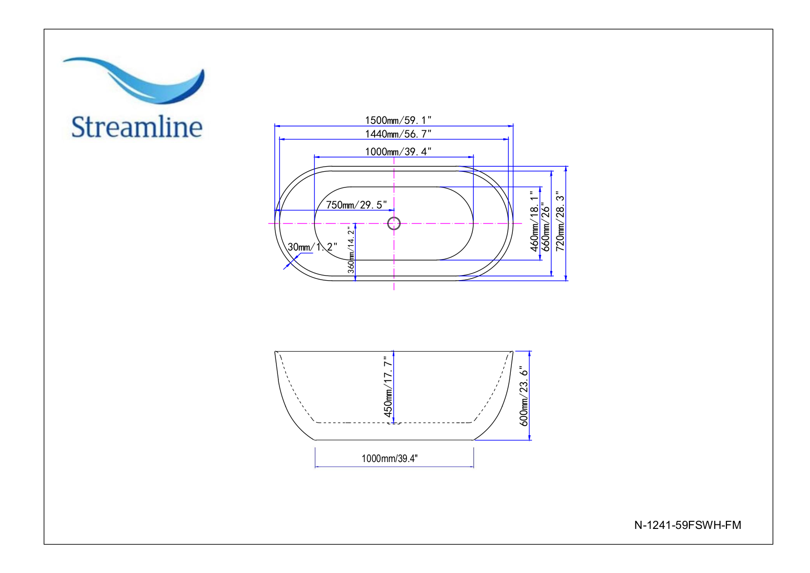 Streamline Bath SLBH7955 Dimensions - ManualMachine.com