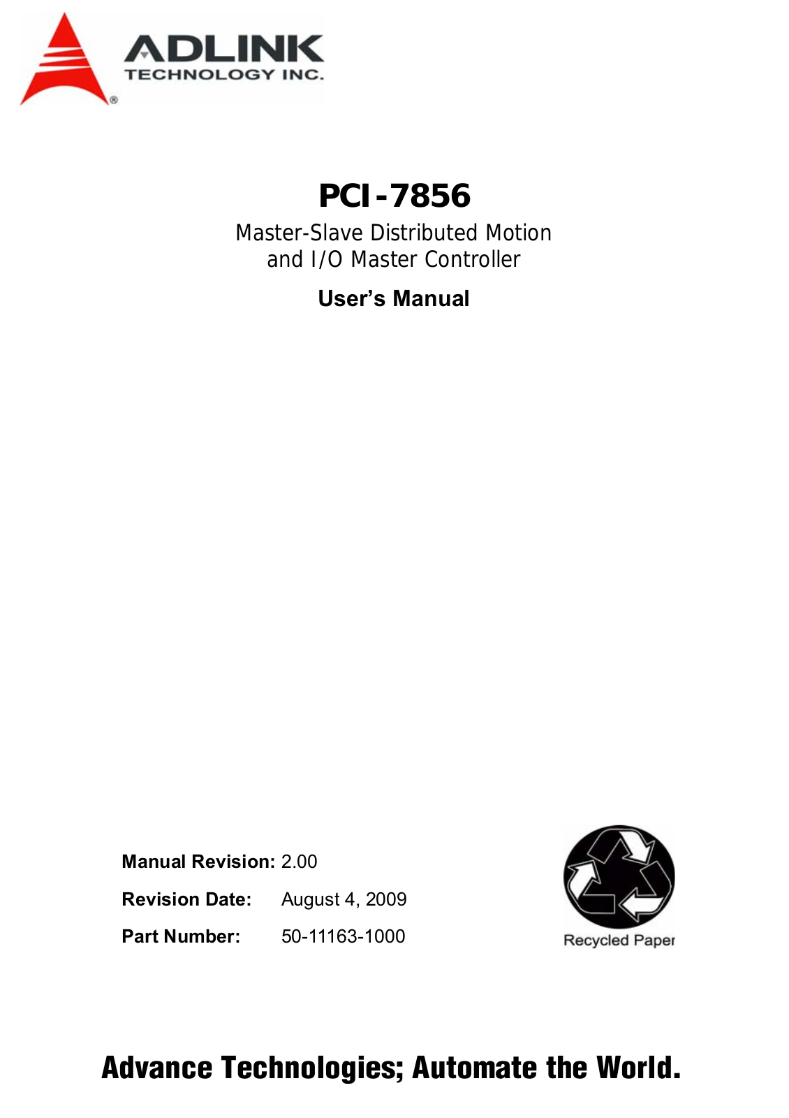 ADLINK PCI-7856 User Manual