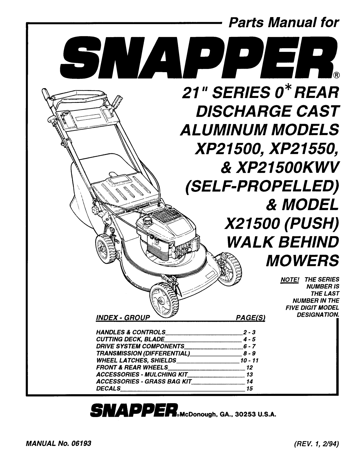 Snapper XP21500KWV, XP21550 User Manual