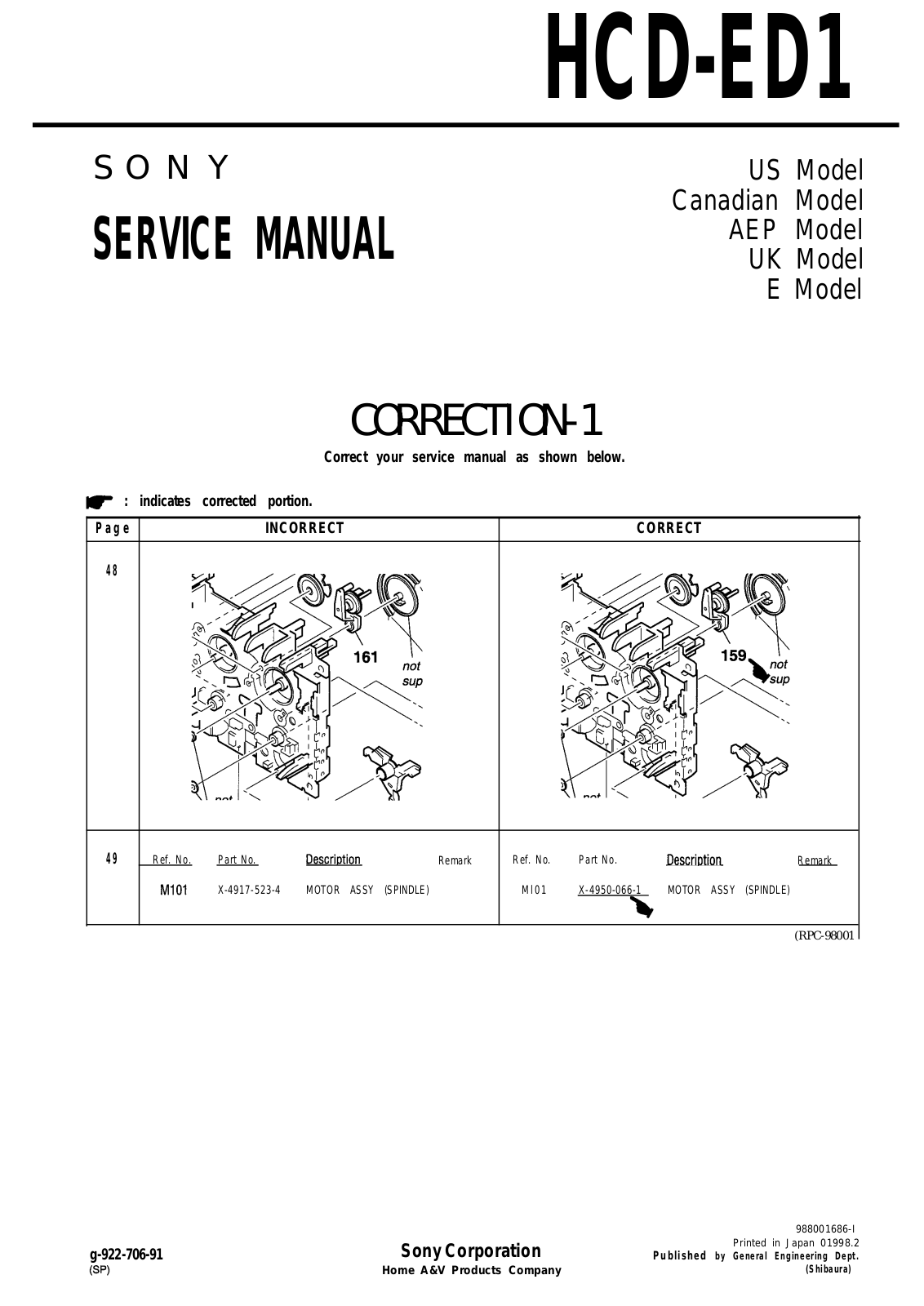 Sony HCD-ED1 Service Manual