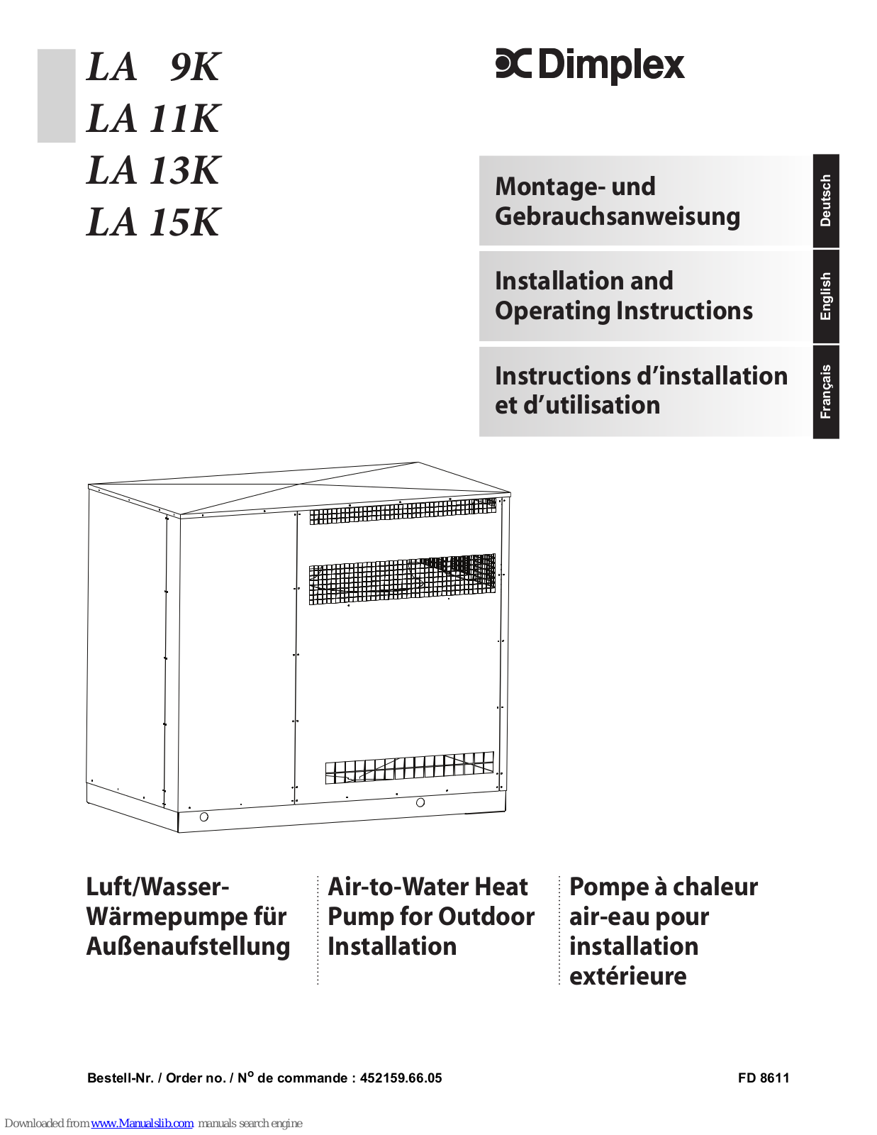 Dimplex LA 9K, LA 11K, LA 13K, LA 15K Installation And Operating Instructions Manual