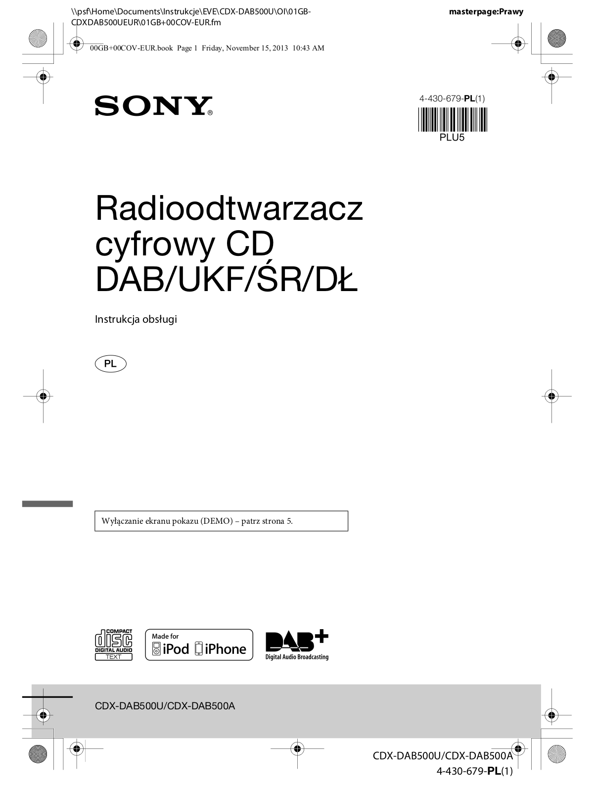 Sony CDX-DAB500U, CDX-DAB500A User Manual