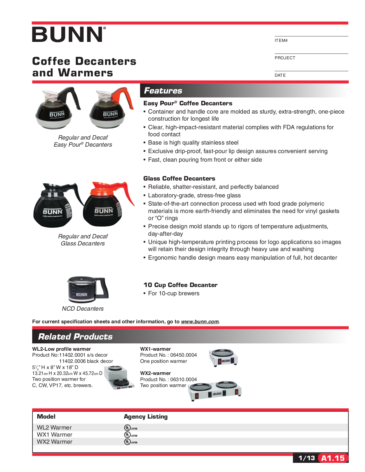 Bunn Coffee Maker WX1 User Manual