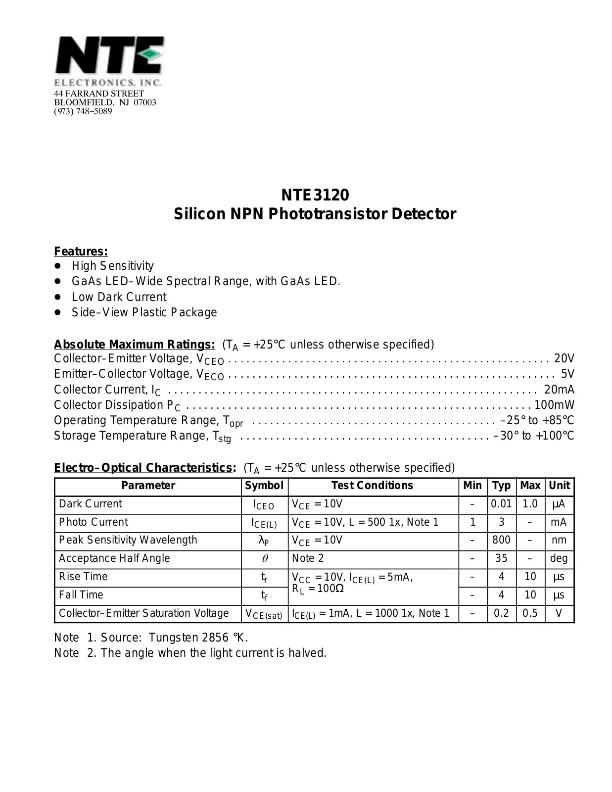 Datasheet NTE3120 Datasheet (NTE) - ManualMachine.com