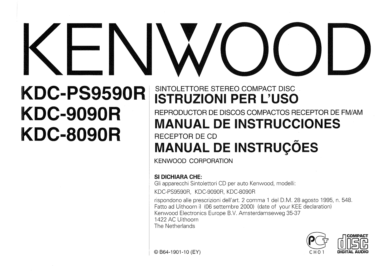 Kenwood KDC-PS9590R, KDC-8090R, KDC-9090R Owner's Manual