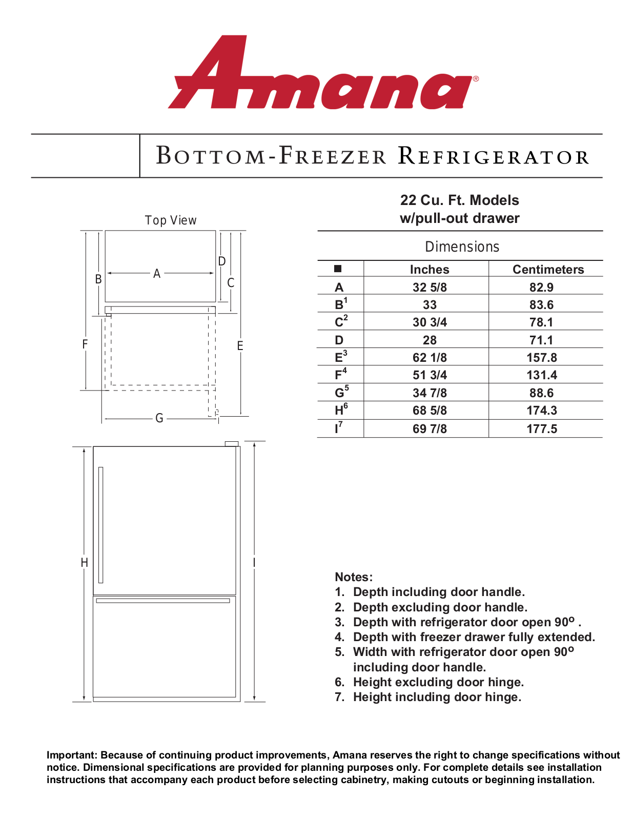 Amana ABB2227DEB, ABB2227DEW, ABB2224DEB, ABB2224DEQ, ABB2224DEW Dimension Guide