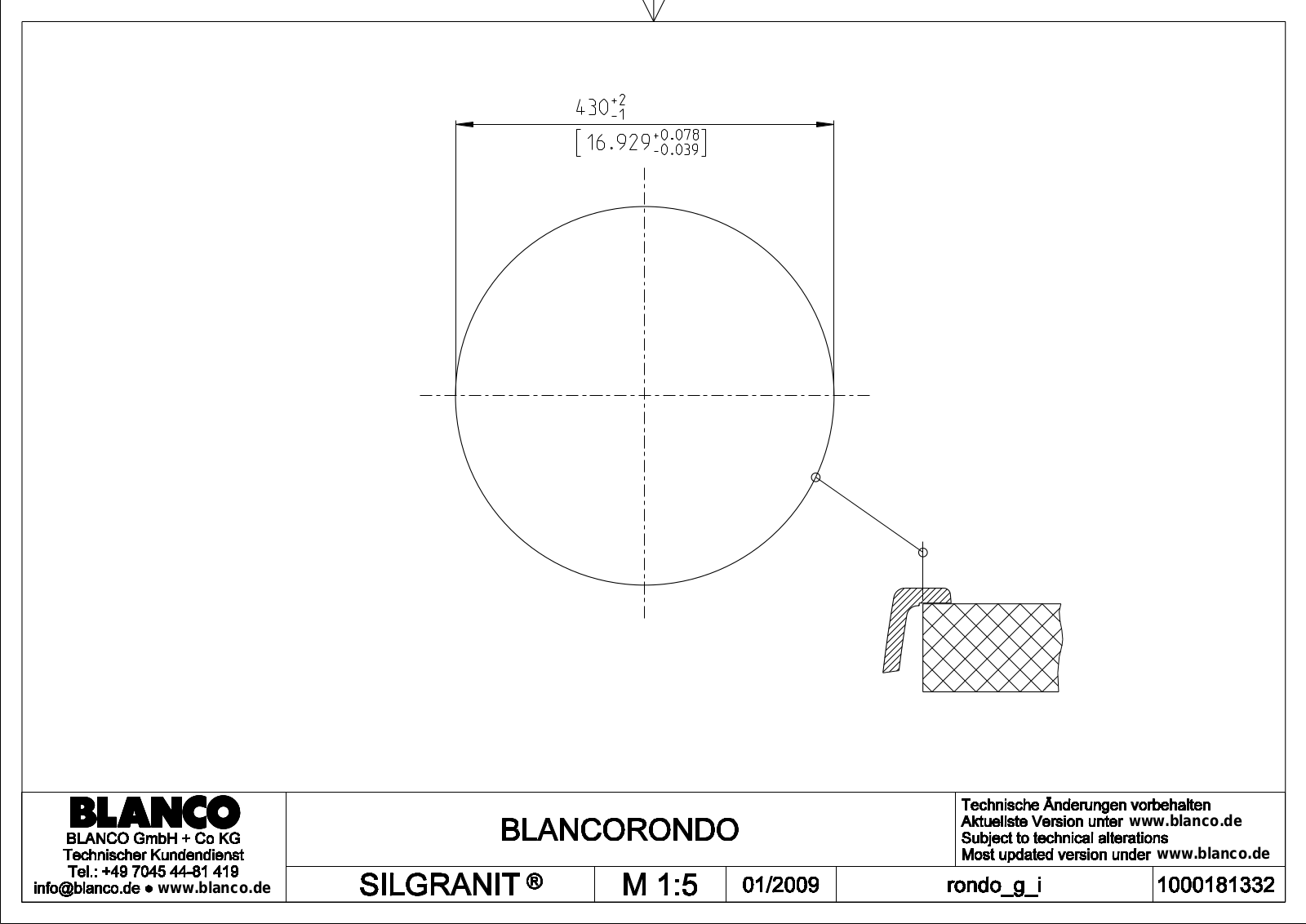 Blanco Rondo Technical drawing