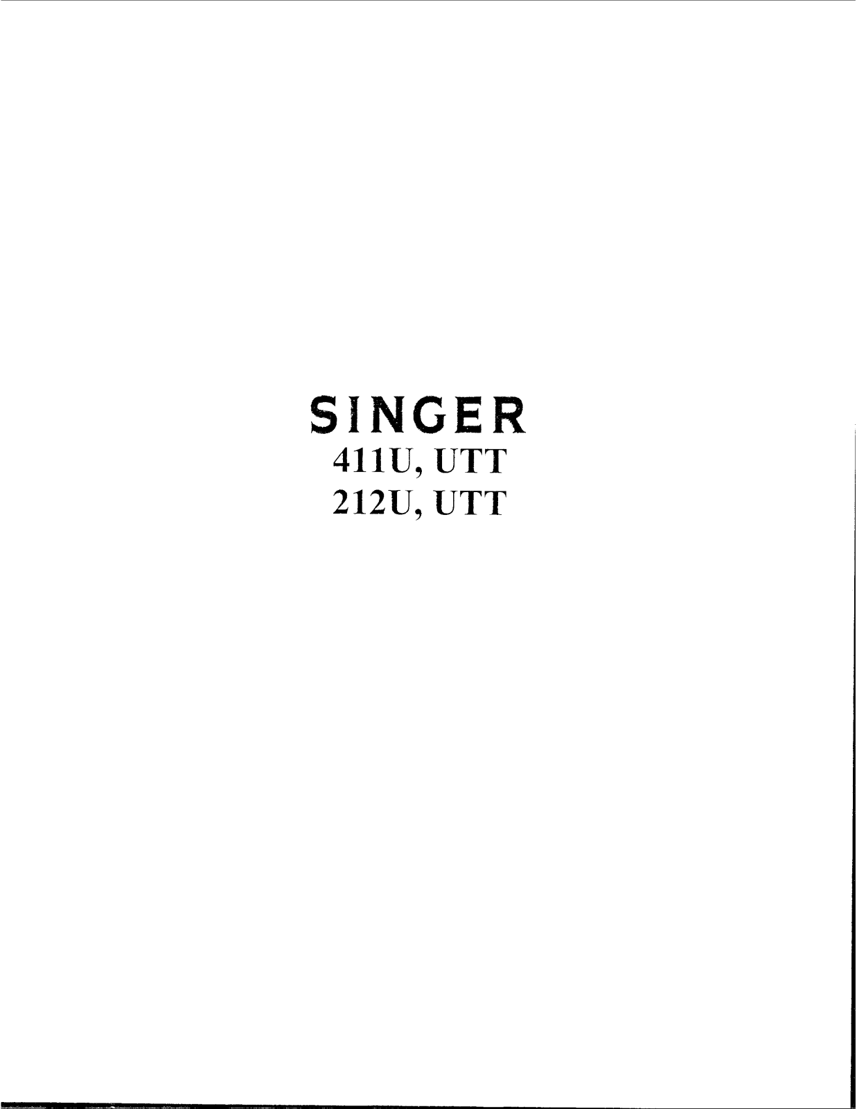 Singer 411U, UTT, 212U Service Manual