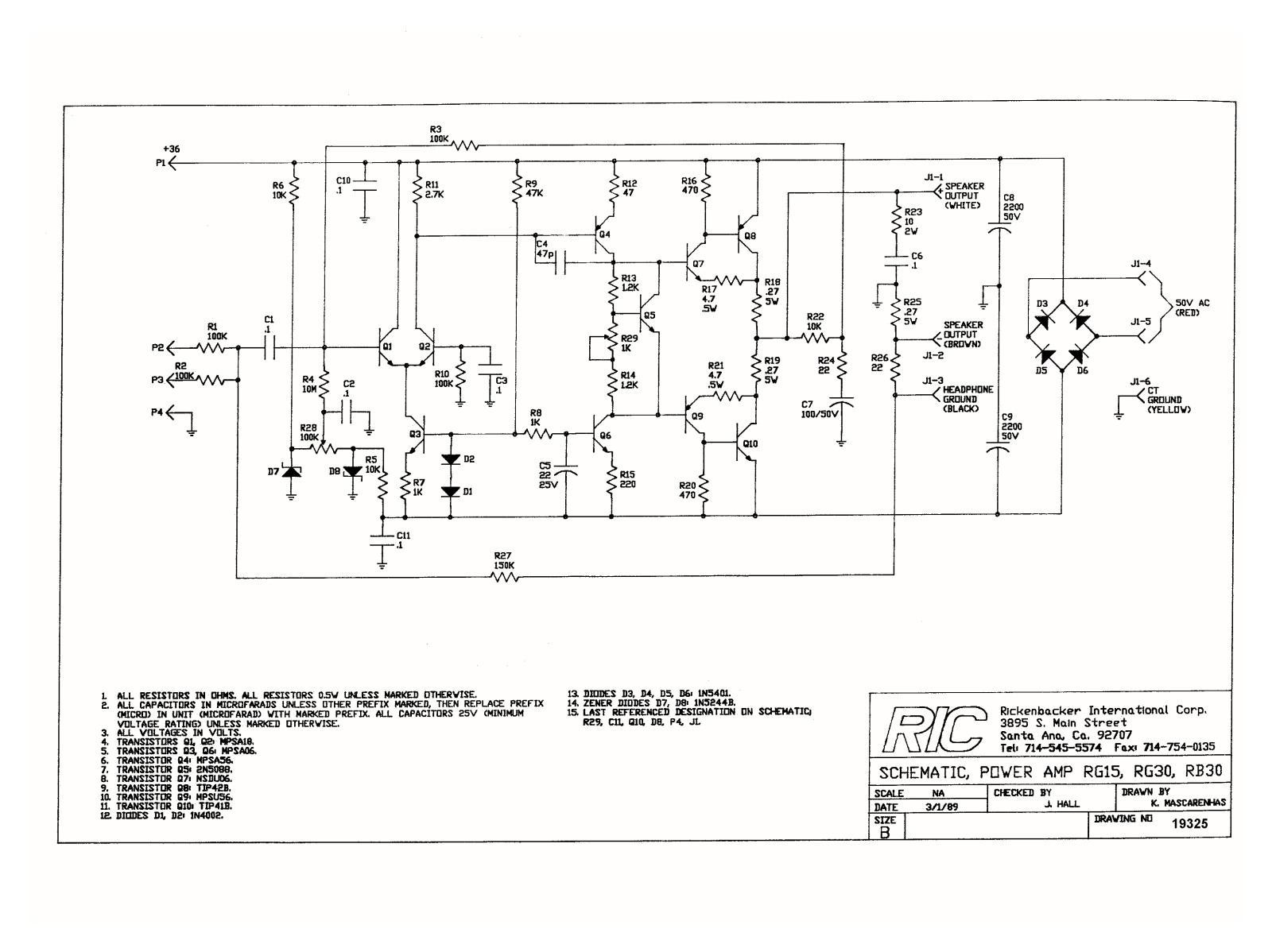 Rickenbacker rg30, rb30, rg15 schematic - ManualMachine.com