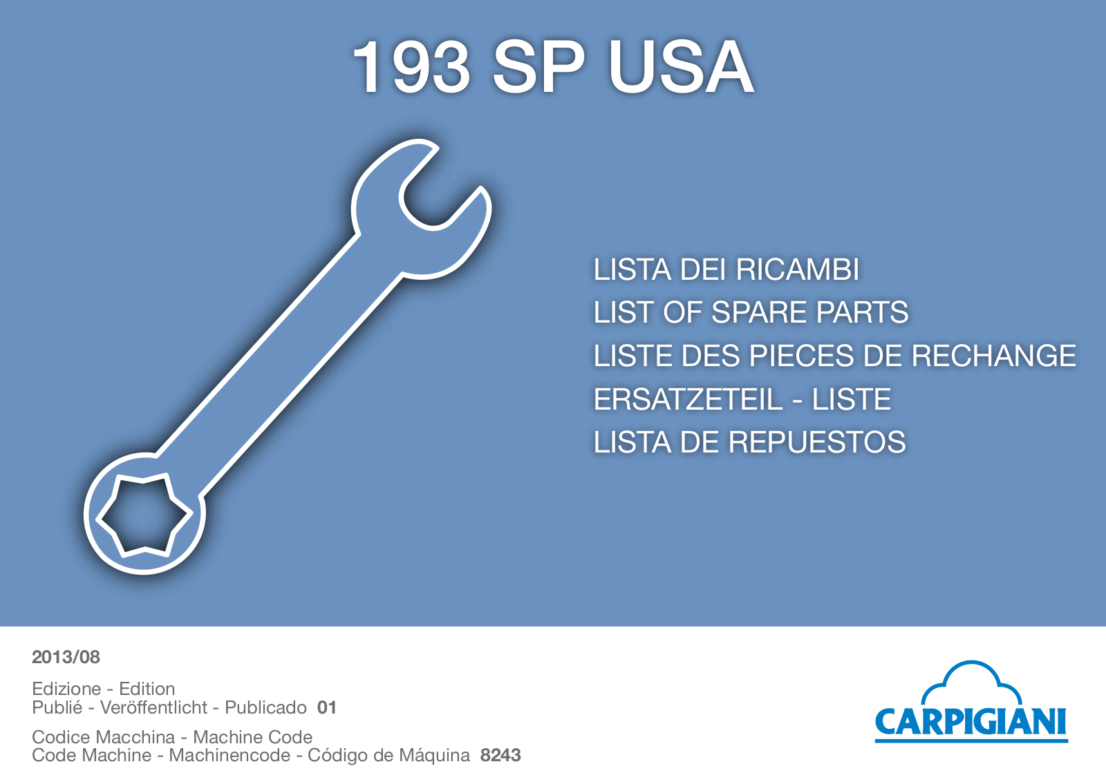 Carpigiani 193 SP USA Parts Manual